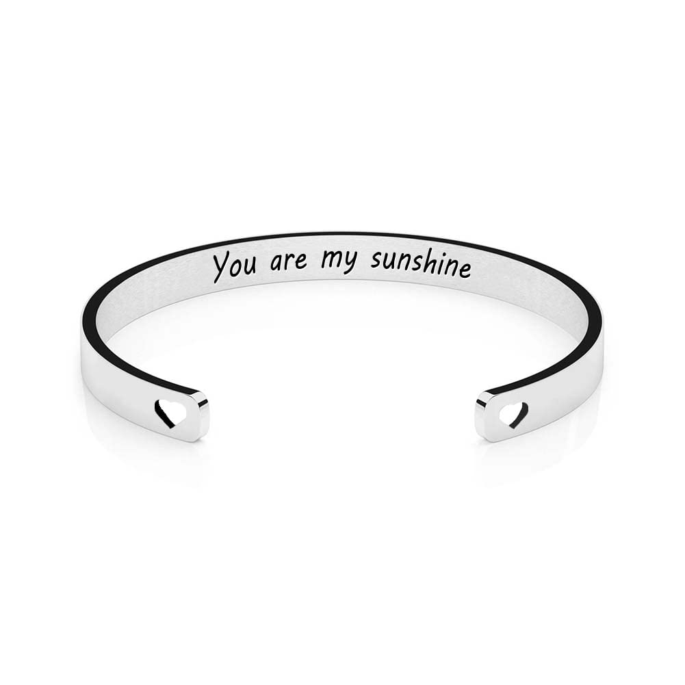 Inspirational Bracelets for Women - Personalized Engraved Quote Cuff Bangle Heart Jewelry - Perfect Birthday Gift for Mom, Wife, Her - Great for Daily Wear, Special Occasions & Motivational Gifts