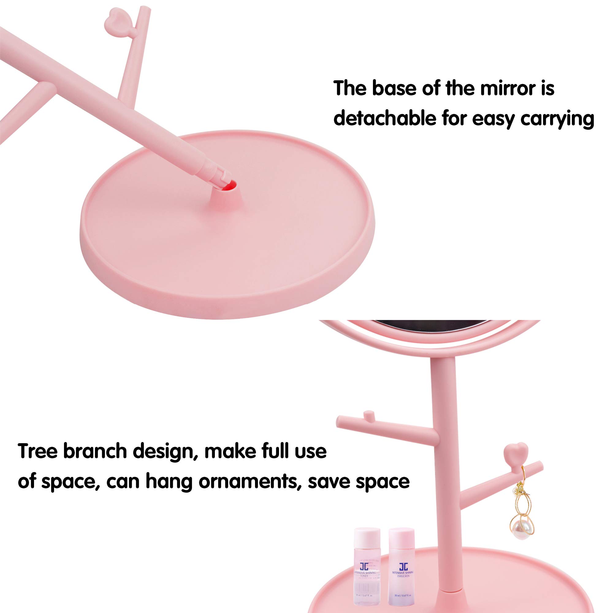 Cute Cat Ears Vanity Mirror - Kawaii Freestanding Desk Mirror with Folding Design for Bathroom, Bedroom & Dressing Table (Pink) | Perfect for Makeup, Skincare & Home Decor
