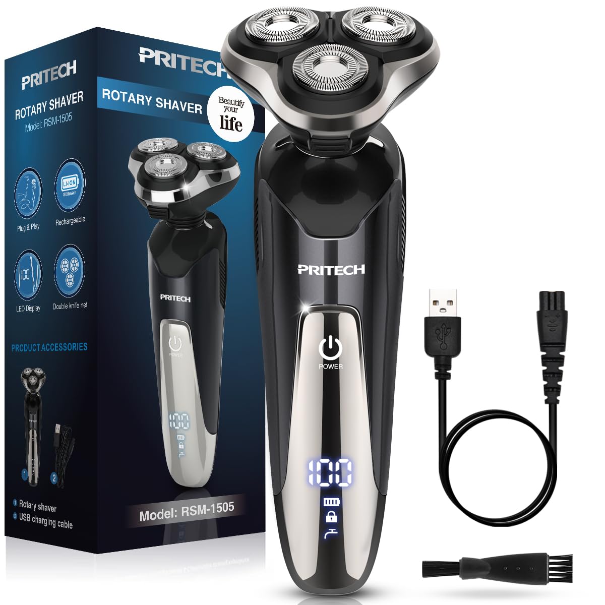 Best Electric Razor for Men - Rechargeable Waterproof Wet/Dry Shaver with Cordless Design | Perfect for Travel, Gym & Daily Shaving at Home