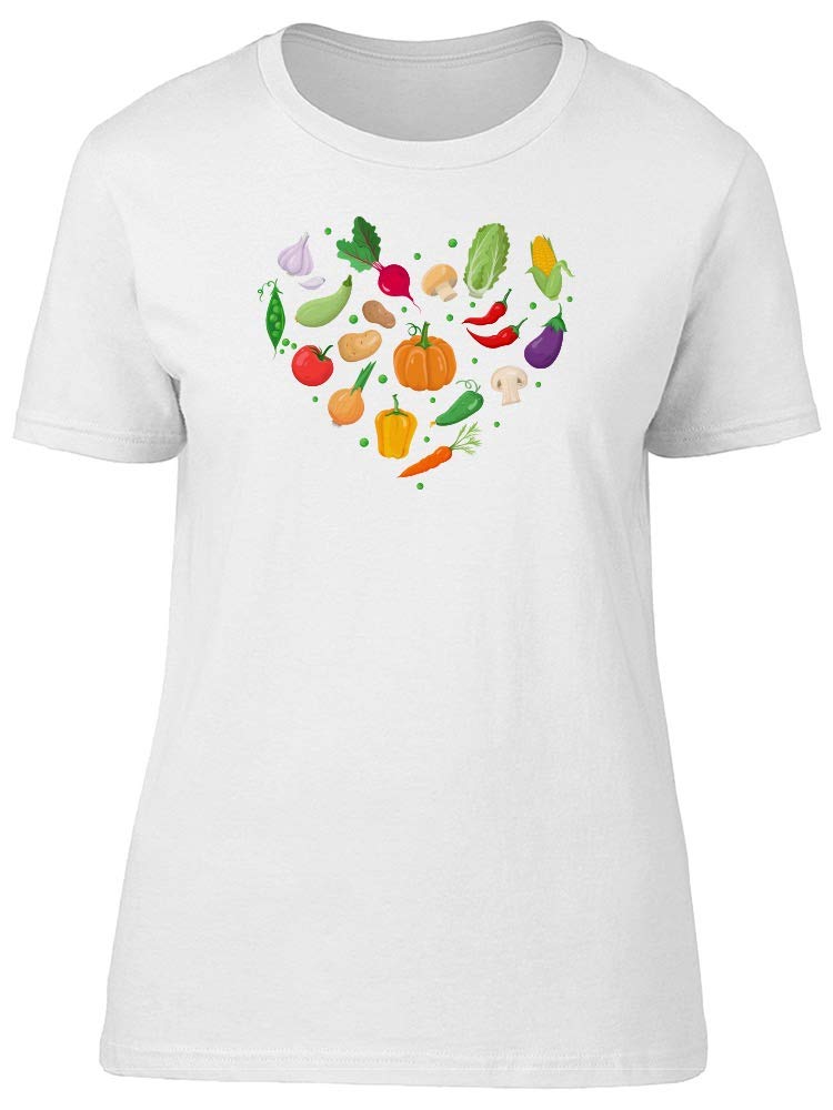 Smartprints Women's Healthy Food Heart Print T-Shirt - Vegan, Organic & Eco-Friendly Casual Wear for Women