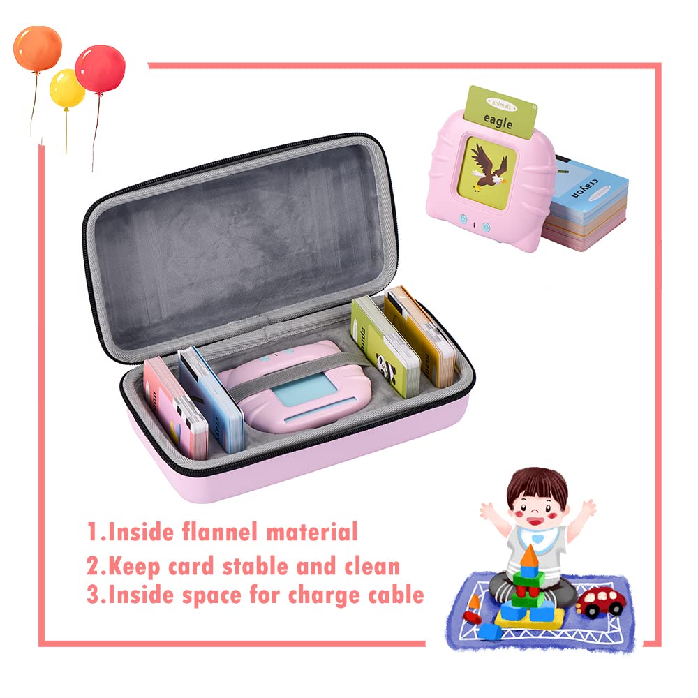 Interactive Talking Flash Cards with Storage Case - Early Learning Educational Toys for Toddlers Ages 2-5 | Boys & Girls Preschool Learning Activities | Perfect Gift for Birthday & Christmas (Pink) | Ideal for Home, Classroom & Travel Use