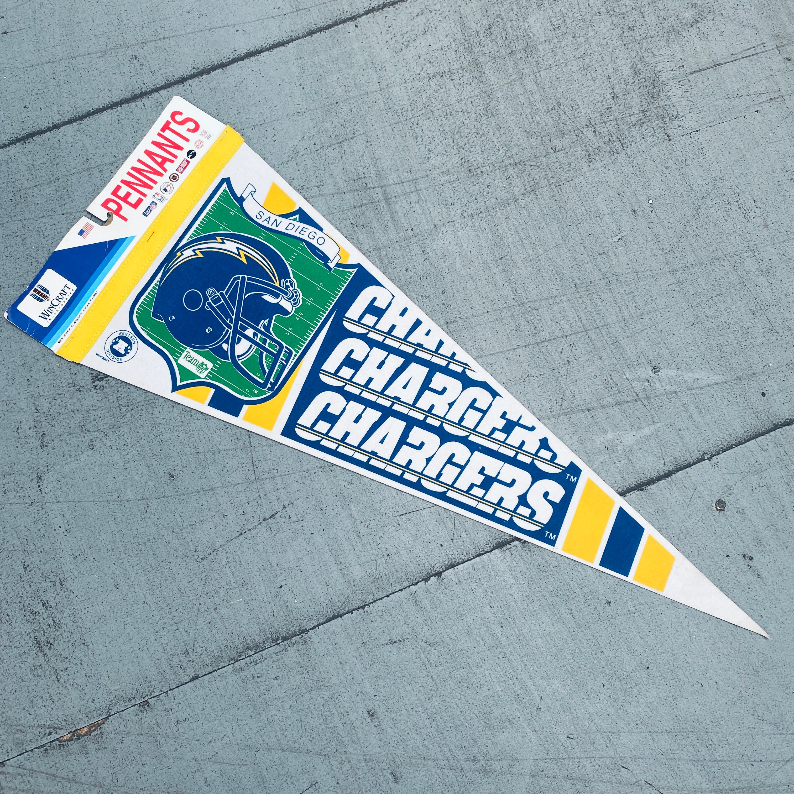 Vintage 1990s San Diego Chargers Felt Pennant - NFL Football Team Collectible for Fans, Man Cave & Sports Memorabilia Display