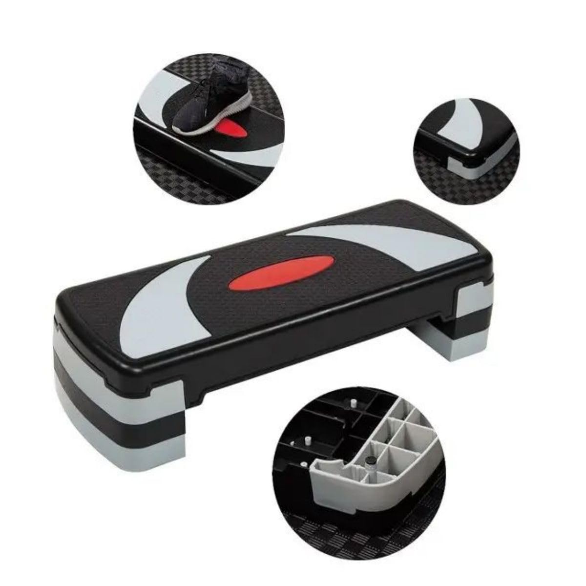30'' Adjustable Aerobic Step Platform for Cardio & Fitness Training - 4'' to 8'' Height with Risers - Perfect for Home Workouts, Gym Exercises & Group Fitness Classes
