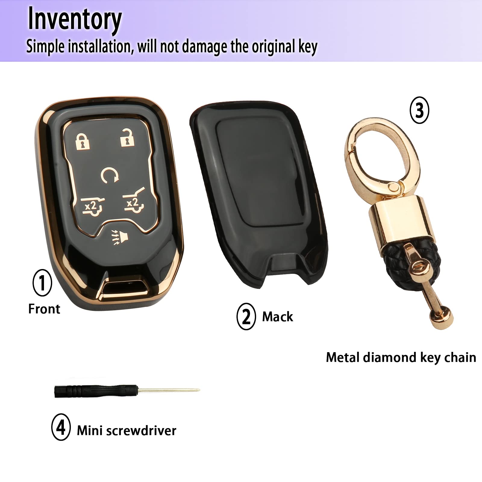 Premium TPU Key Fob Cover for GMC & Chevrolet - Soft Protective Case with Stylish Keychain for Acadia, Terrain, Yukon, Suburban, Tahoe | Durable Car Key Protector for Everyday Use & Travel