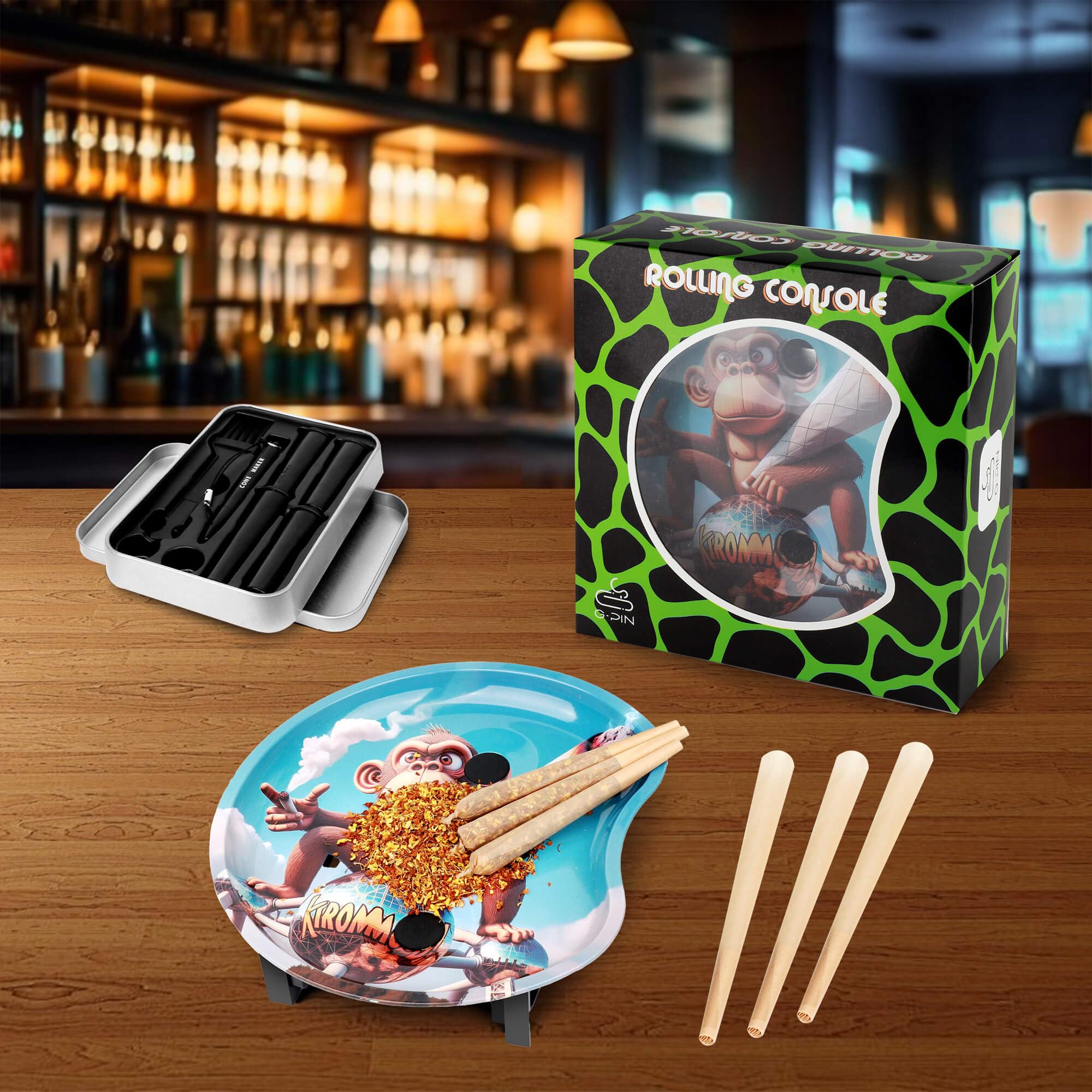 Premium Metal Rolling Tray with Replaceable Cone Filler - King Size & 1 1/4 Size Paper Rolling Machine for Perfect Joints | Ideal for Home Use, Parties & Travel