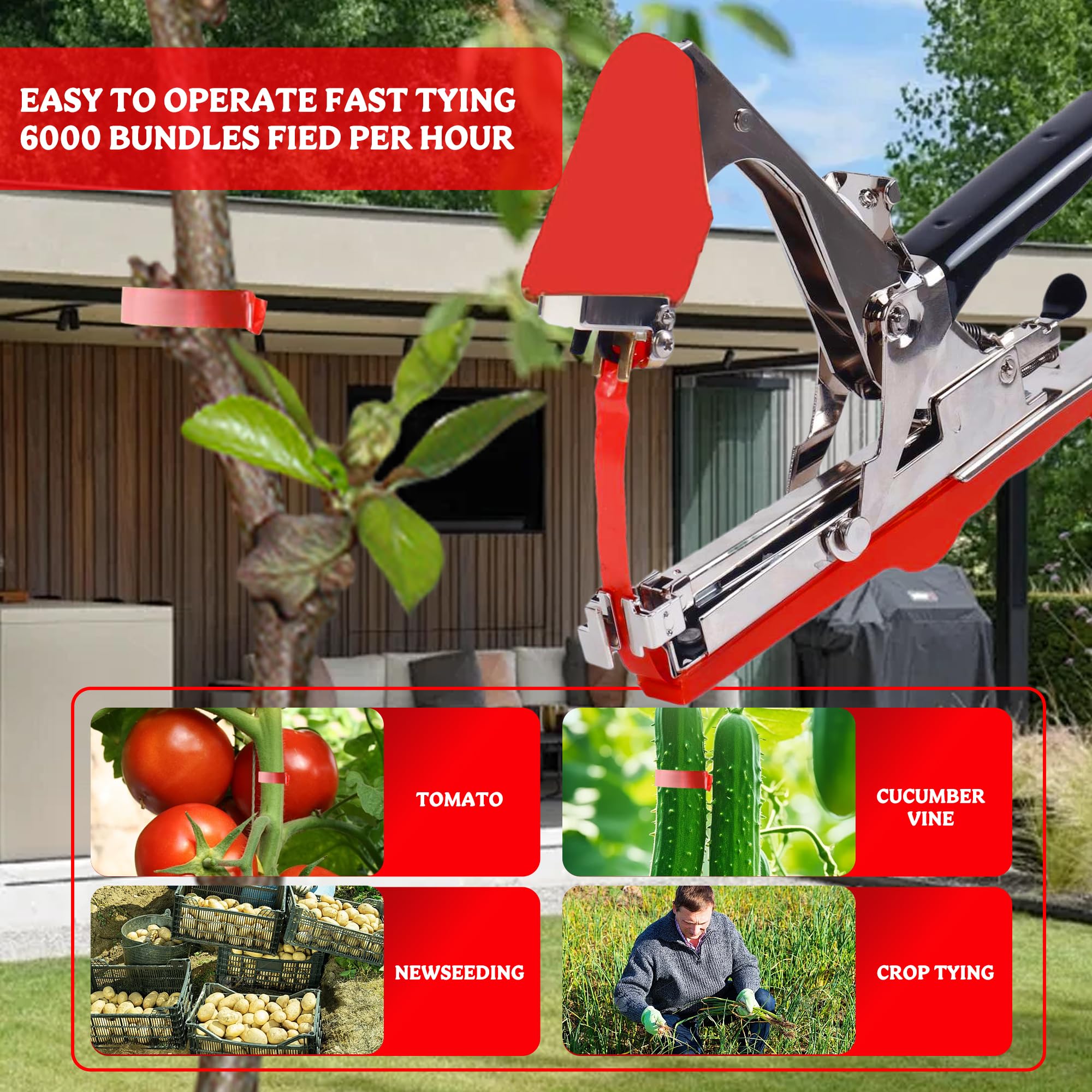 **Garden Plant Tying Machine with 21 Rolls of Tape & Staples - Vine Support Tool for Grapes, Raspberries, Tomatoes - Ideal for Home Gardening & Vineyard Maintenance (Yellow)**