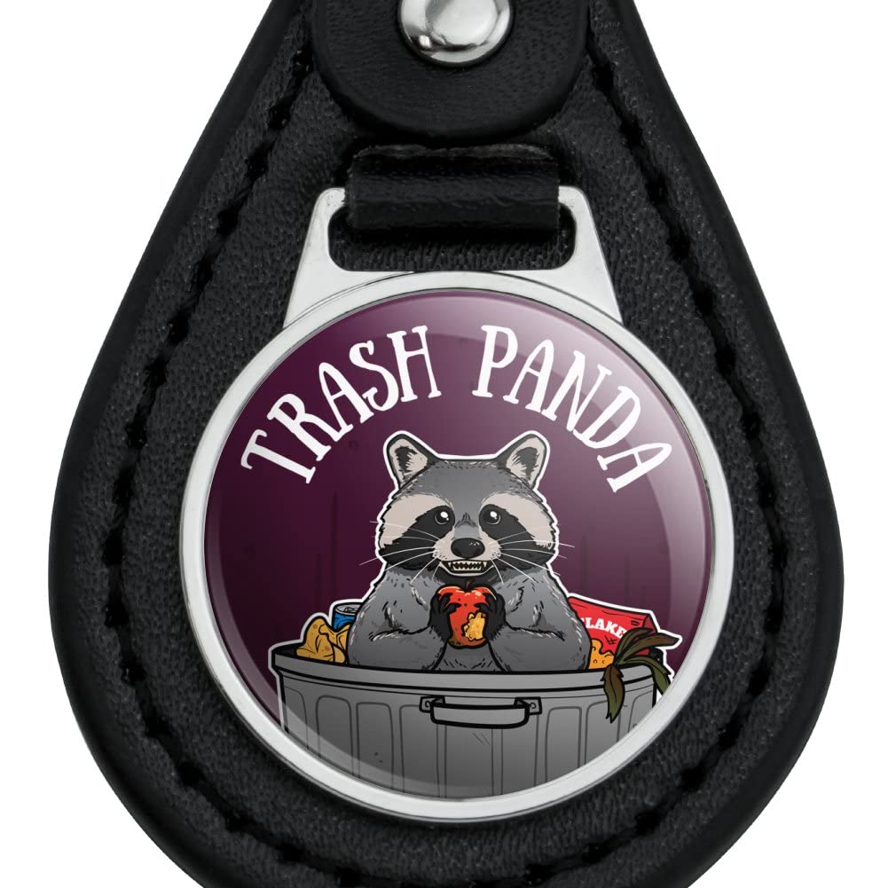 Black Leather Raccoon Trash Panda Keychain - Cute Animal Garbage Can Design - Perfect for Keys, Backpacks & Gifts | Unique Novelty Accessory for Wildlife Lovers