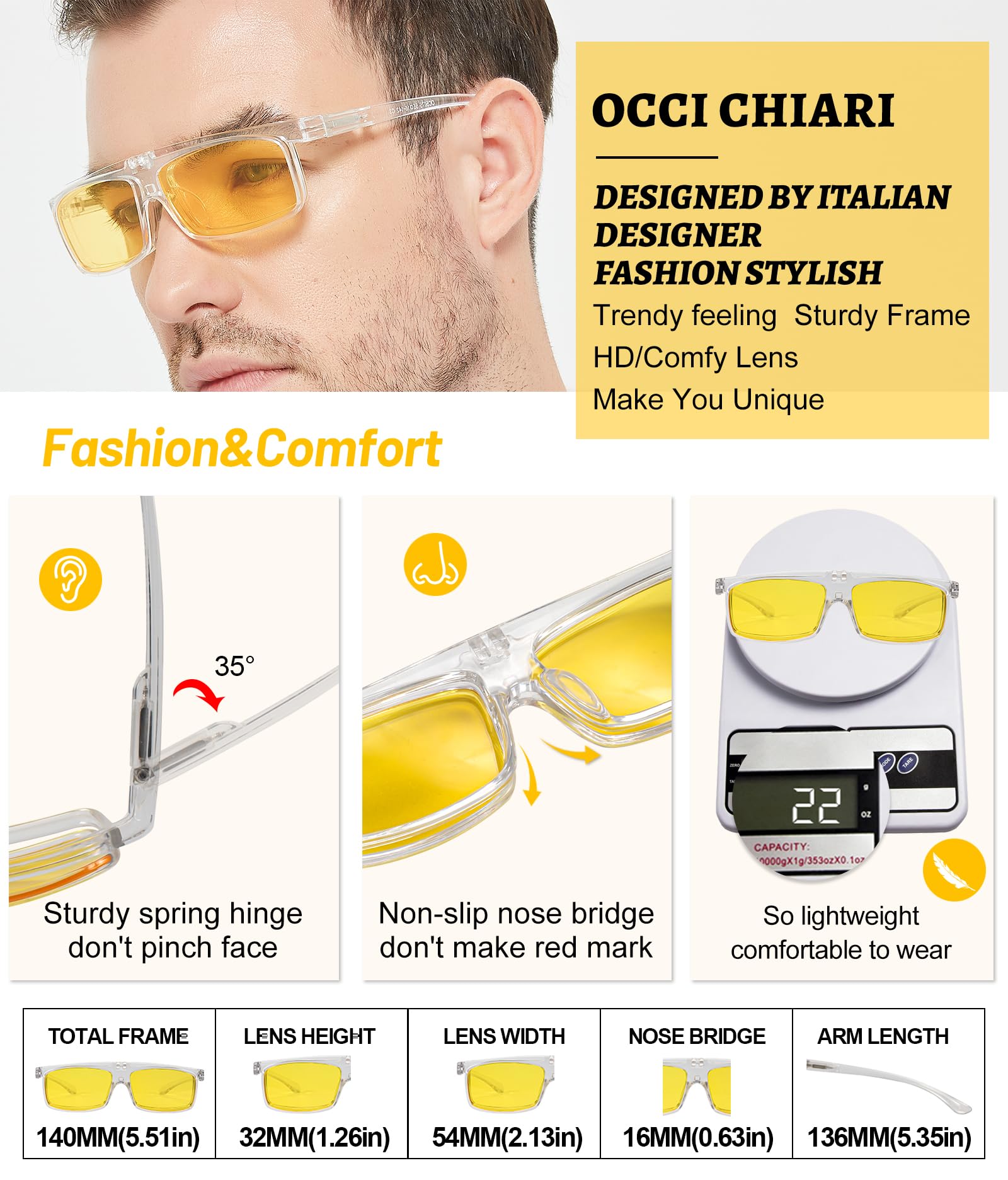 OCCI CHIARI Flip Up Reading Glasses for Men - Stylish Bifold Magnifier Eyewear for Reading, Hobbies & Outdoor Activities