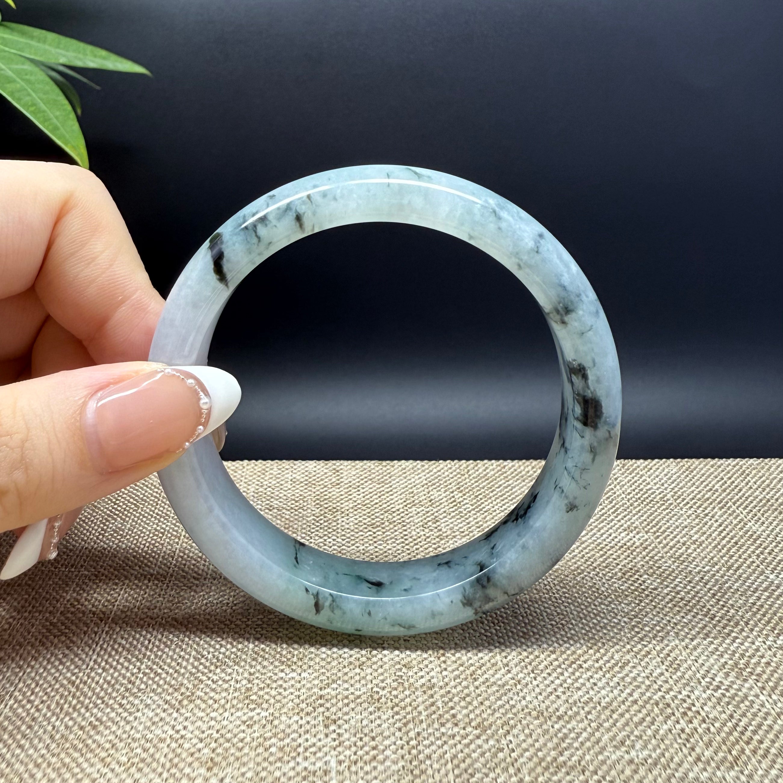 Authentic Burmese Green Jadeite Bangle Bracelet - 57.6mm Handmade Natural Jade Jewelry for Women, Luxury Gift for Special Occasions & Meditation Accessory