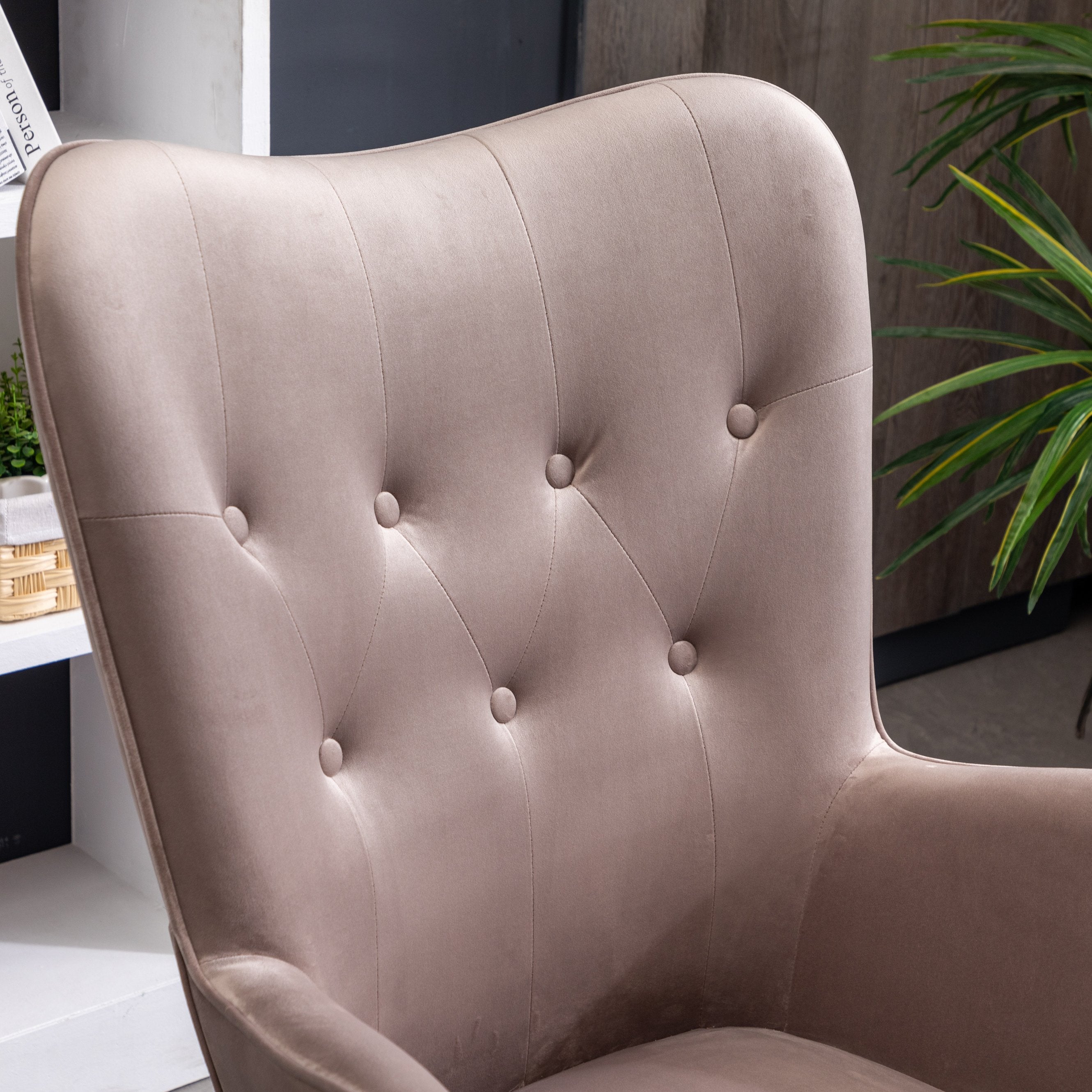 Roundhill Furniture Doarnin Contemporary Silky Velvet Tufted Button Back Accent Chair in Chocolate - Luxurious Velvet Upholstered Living Room Chair for Home Office, Bedroom or Lounge Decor
