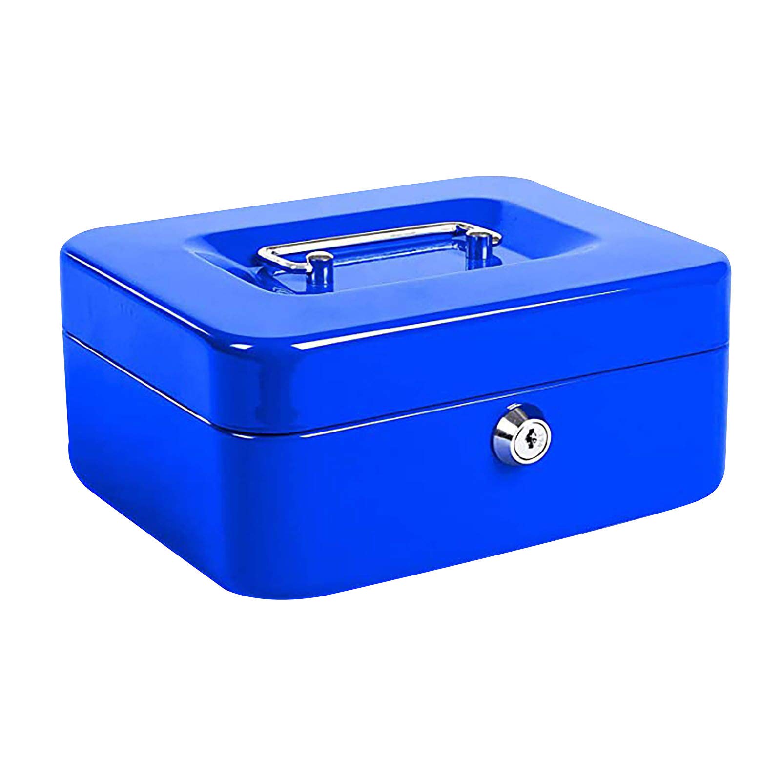 UIOP Secure Cash Box with Key Lock - Double Metal Portable Money Box with 5 Security Keys for Home, Office, Retail Store & Small Business Use