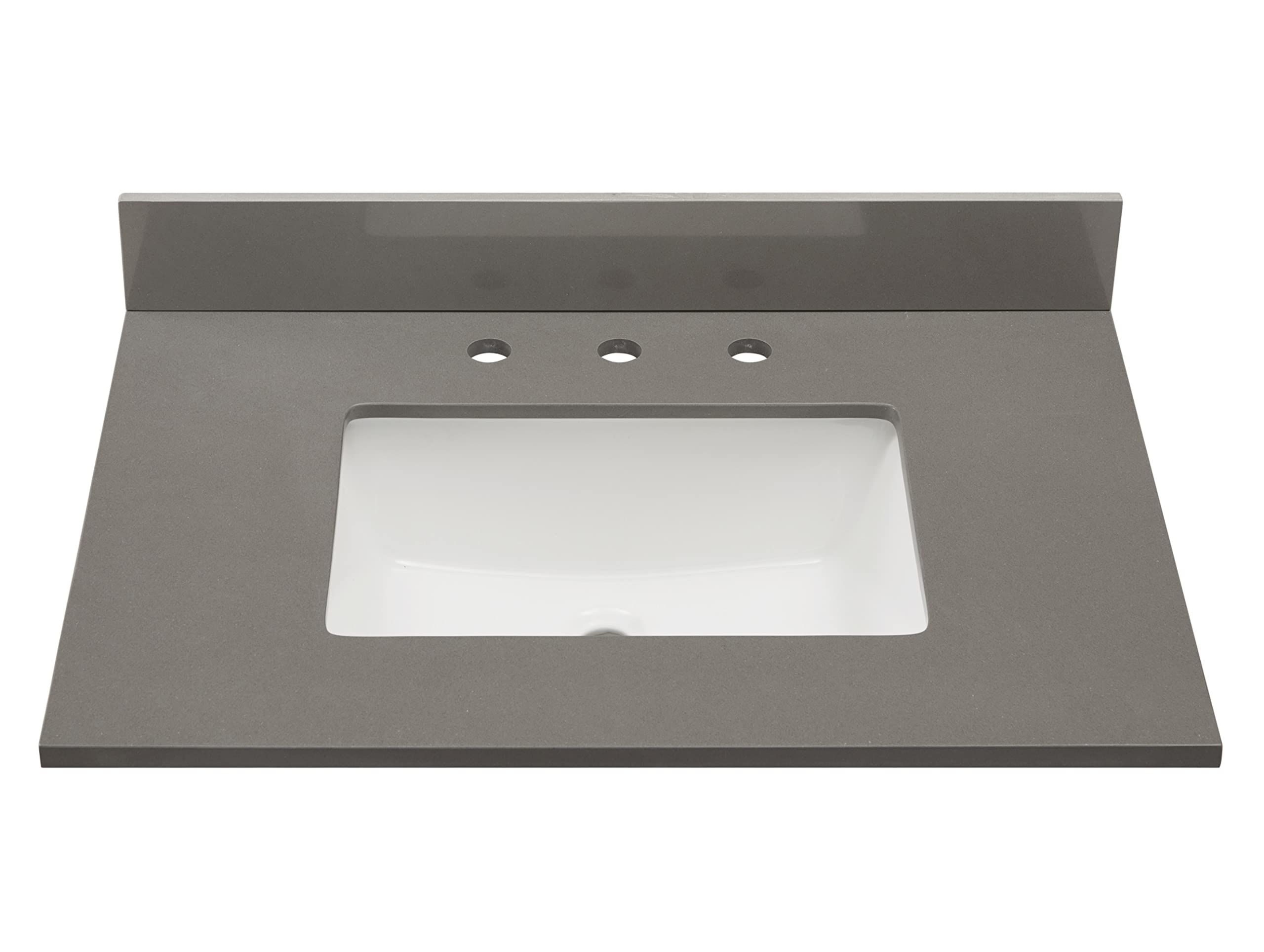 31 in. Composite Stone Vanity Top in Concrete Gray with White Basin - Durable Bathroom Sink Countertop for Modern & Farmhouse Style Homes