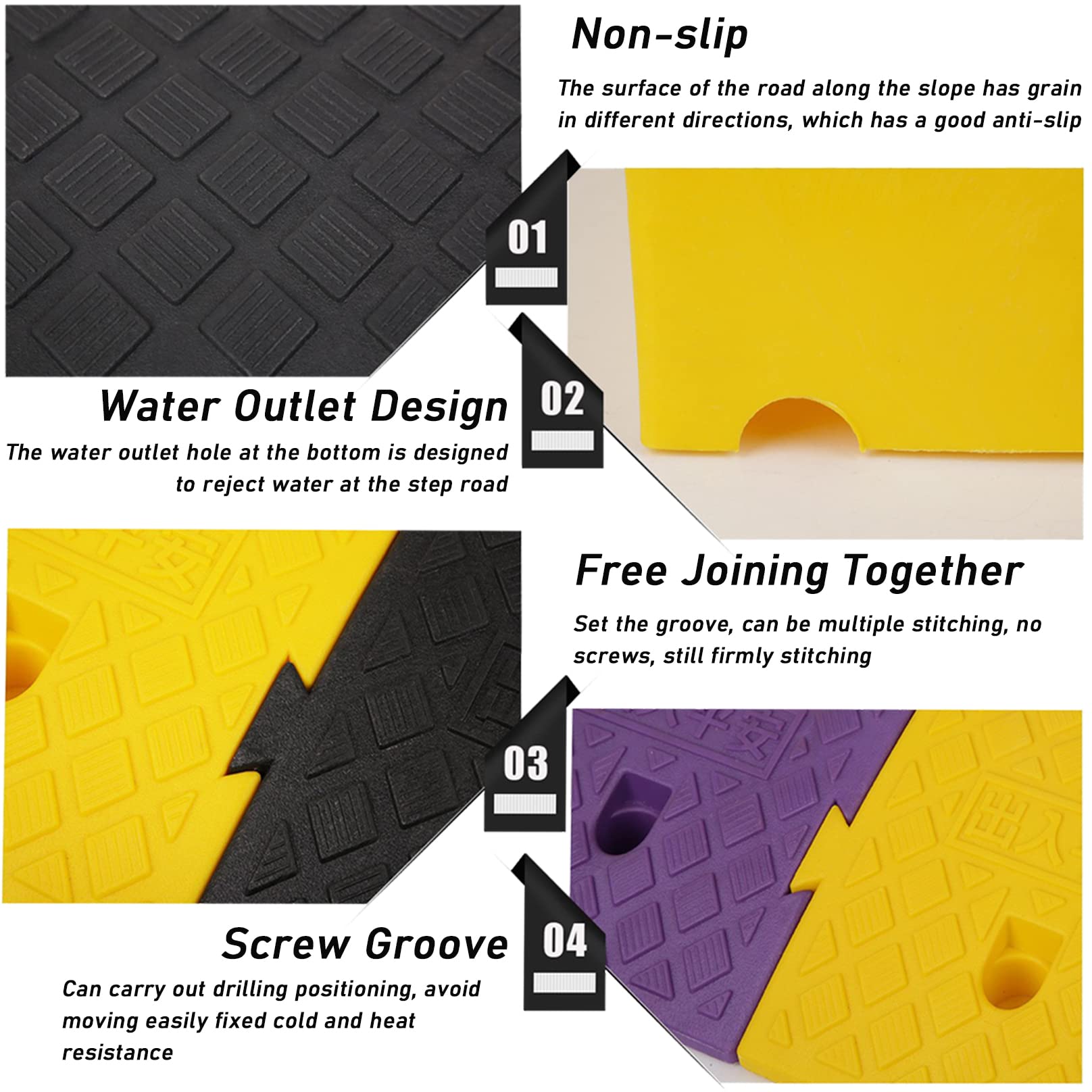 Heavy Duty Rubber Driveway Curb Ramp - 9.8