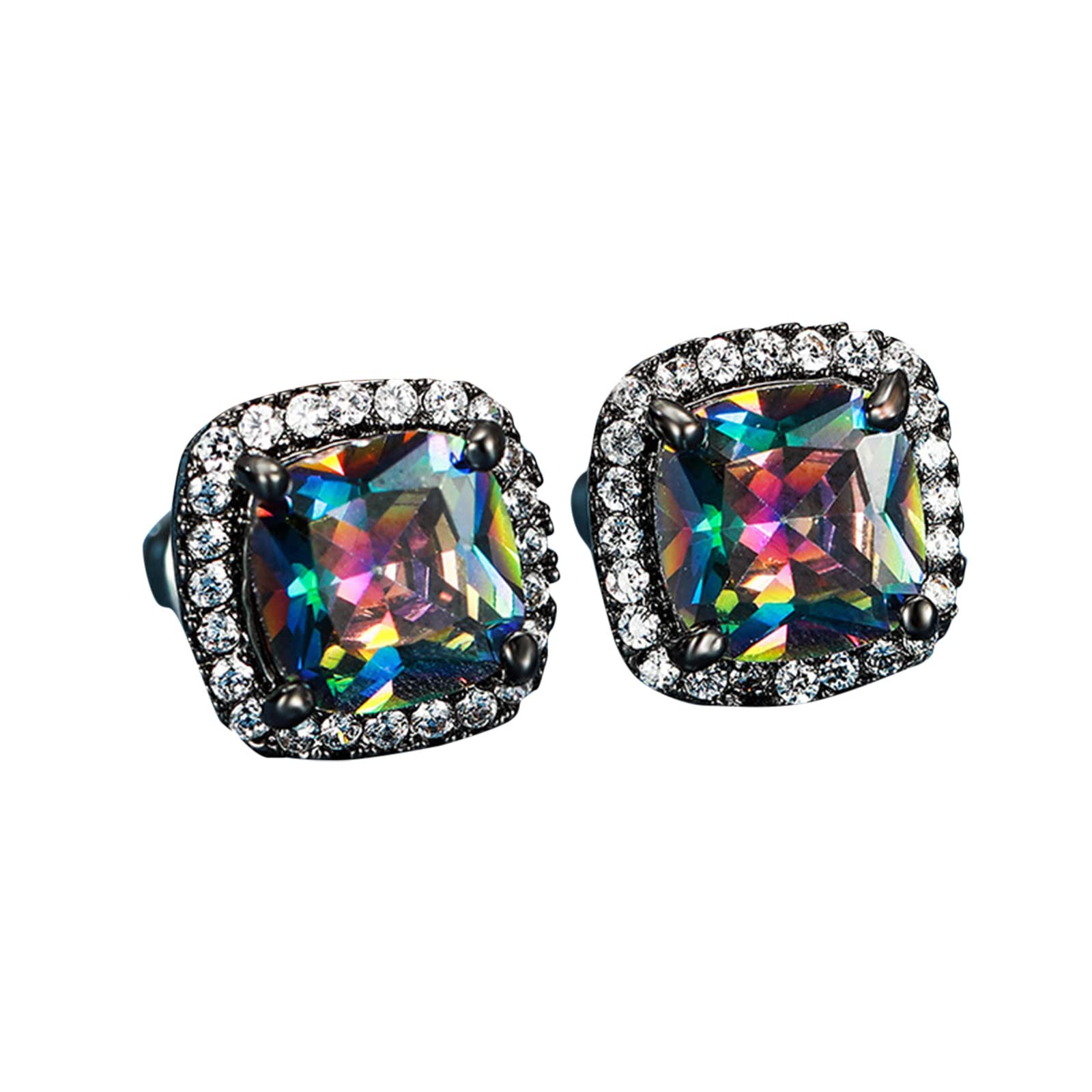 Elegant Prong Set Stud Earrings for Women - Sparkling Diamond Color Jewelry for Daily Wear & Special Occasions