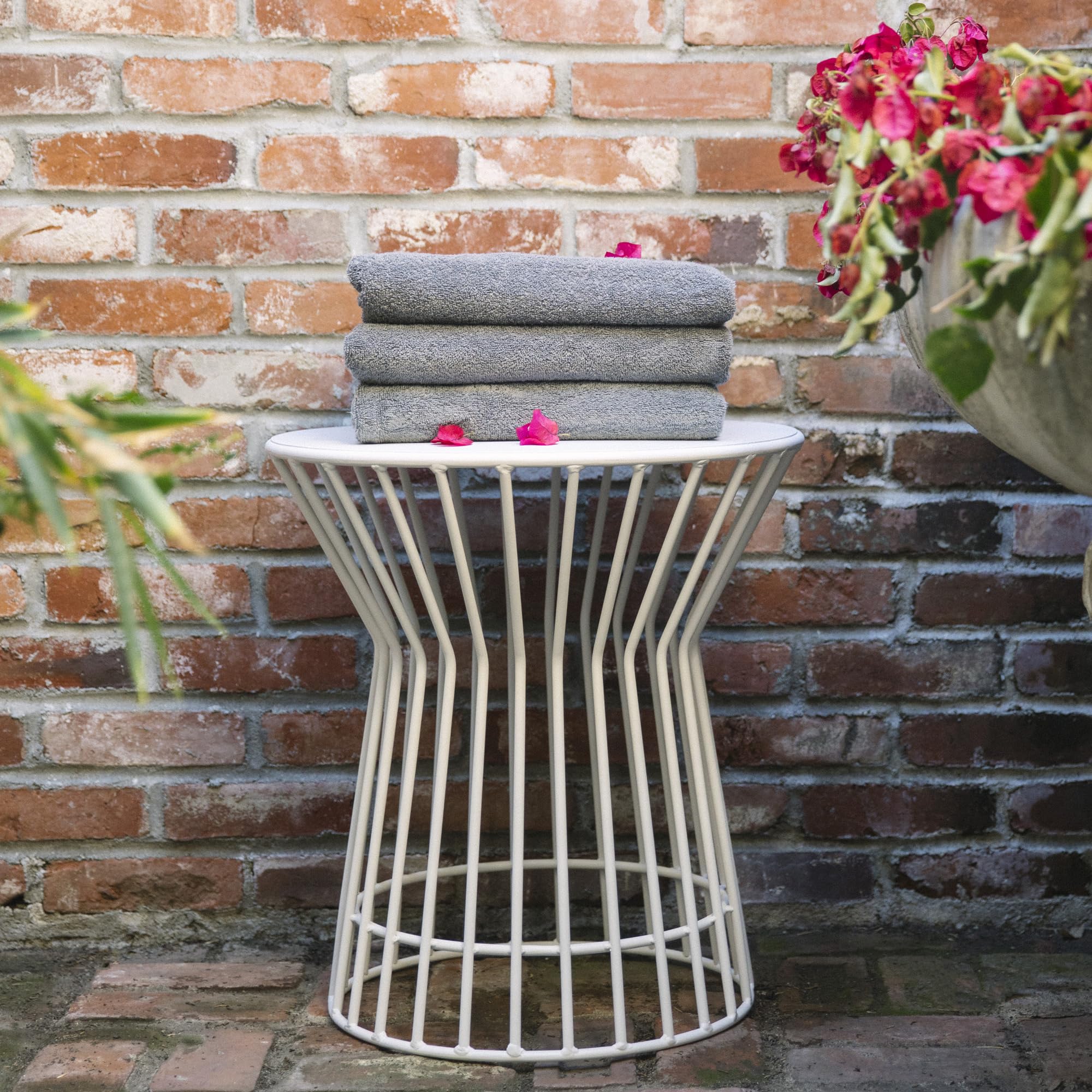 Novogratz 88068WHT1E White Outdoor Side Table - Waterproof Poolside Accent Table for Patio, Garden & Backyard Decor