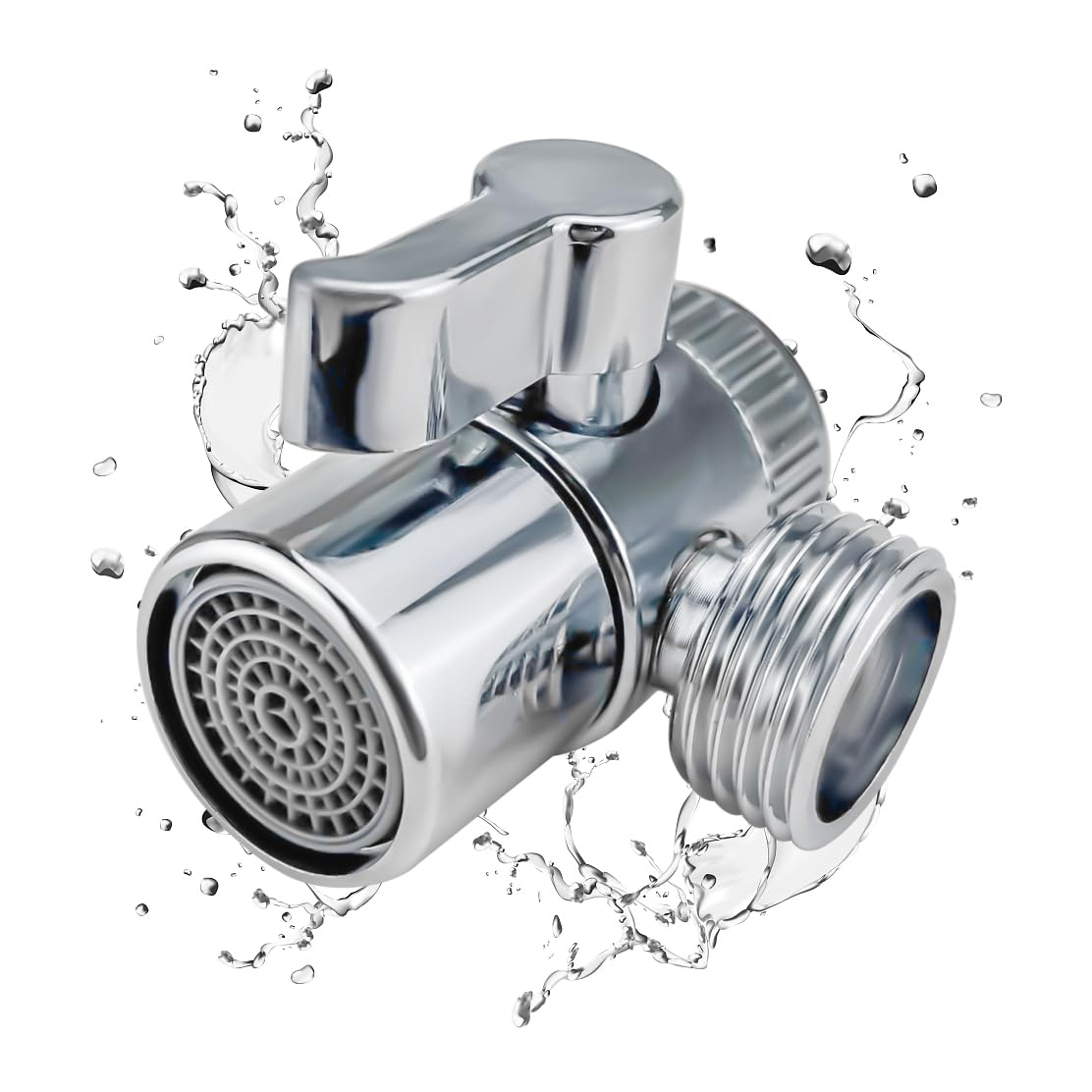Premium Brass Faucet Diverter Valve with Aerator - Sink Splitter for Shower Hose, Garden Hose & Portable Washing Machine - Includes M22/M24/G1/2