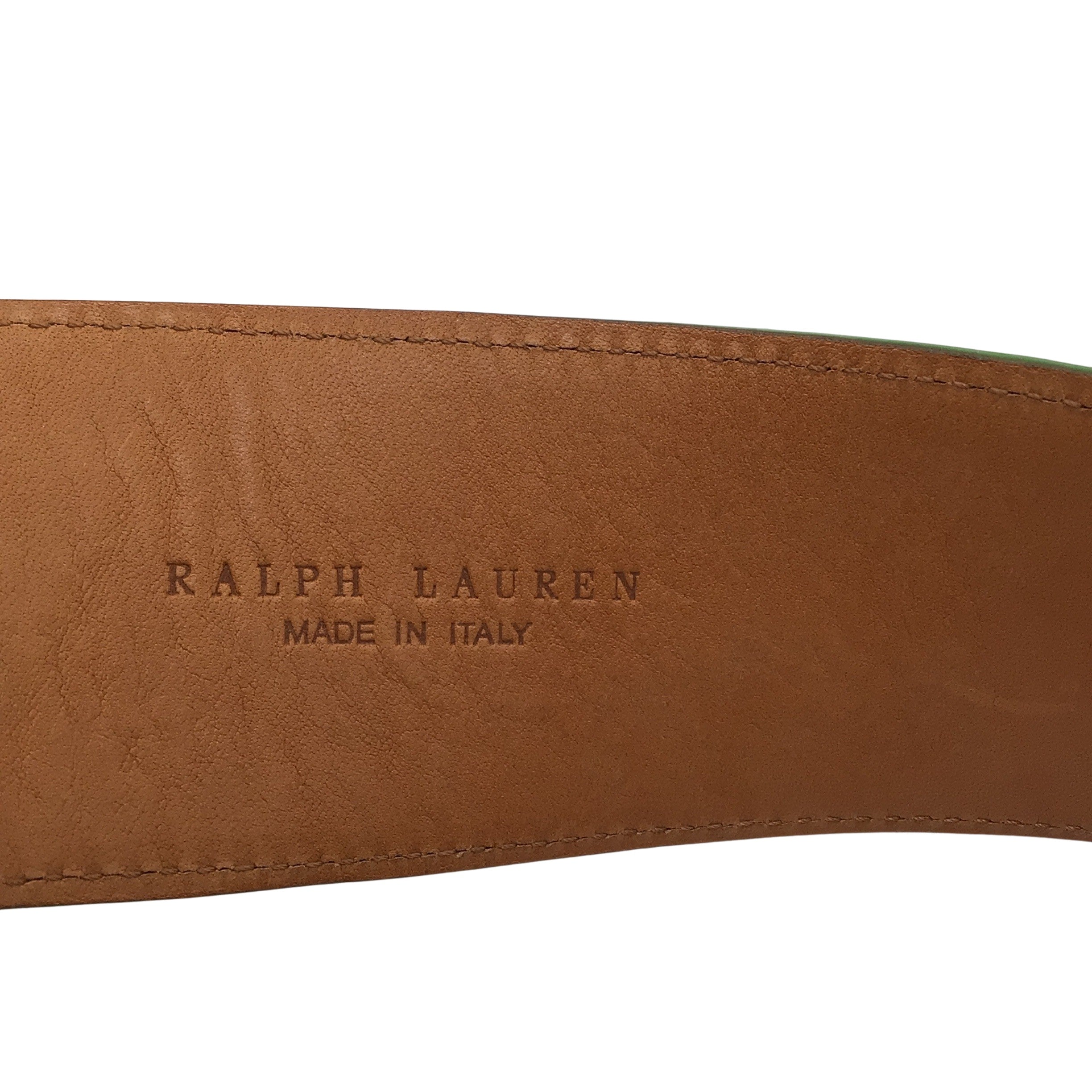 Ralph Lauren Genuine Alligator Skin Leather Belt with Silver Lock Charm - Green & Silver for Men's Fashion & Formal Wear