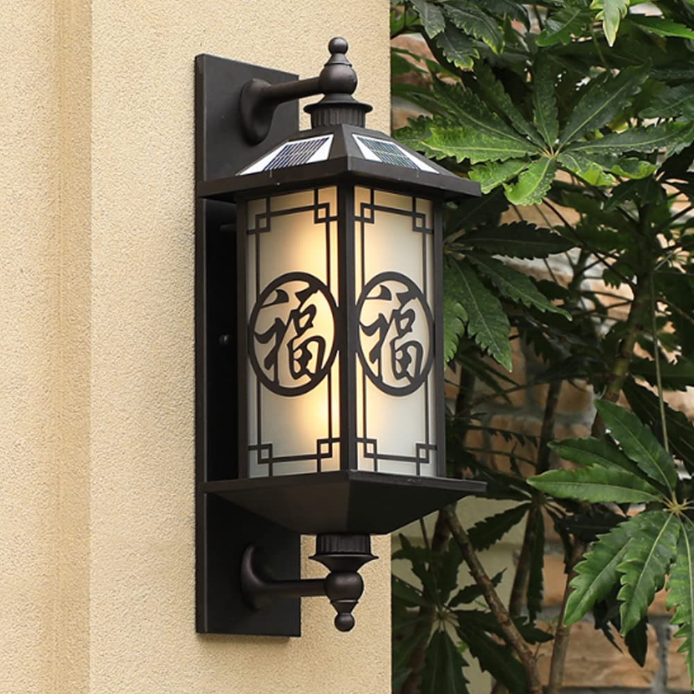 Waterproof Solar Wall Lights Outdoor - Classic Aluminum Wall Mount Sconce for Villa, Gateway, Courtyard, Balcony & Porch Lighting | Weather-Resistant Solar Powered Exterior Light Fixture for Home, Garden & Pathway Illumination