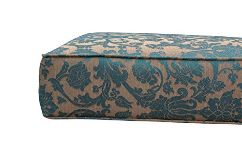BOSSIMA Indoor Outdoor Deep Seat Chair Cushion Set - Spring Summer Seasonal Replacement Cushions in Blue Brown Damask Pattern - Perfect for Patio Furniture, Deck Chairs & Sunroom Seating