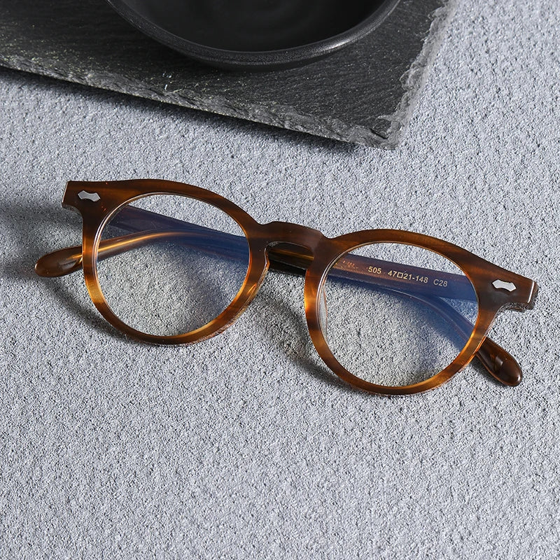 Stylish Black Unisex Acetate Full-Rim Round Eyeglasses SH505 - Perfect for Reading, Work & Everyday Fashion