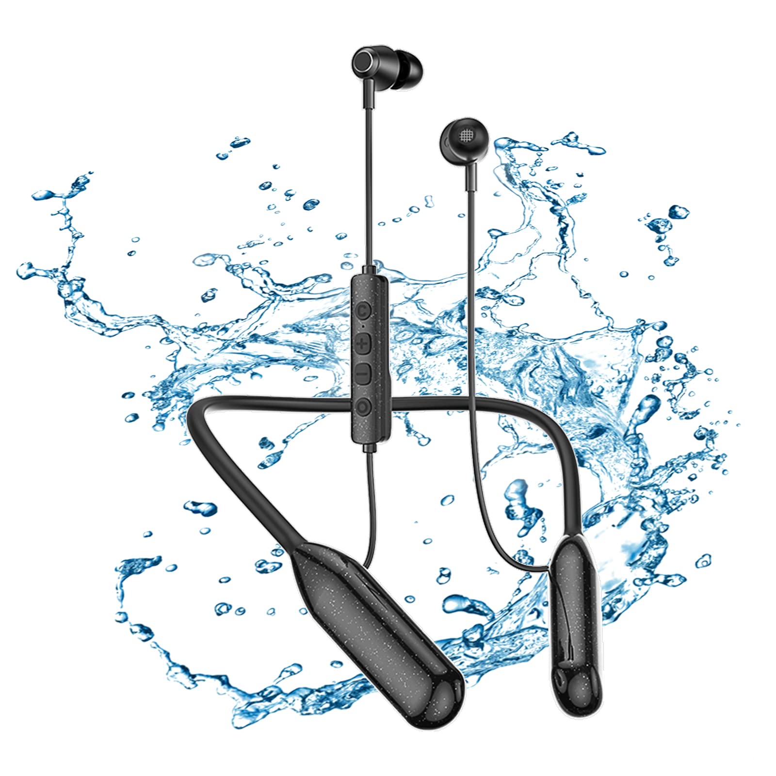Lively Life Bluetooth 5.0 Wireless Neckband Headphones with Mic - IPX5 Waterproof Sport Earbuds for Running, Gym & Workout - 120H Playtime Magnetic In-Ear Headset (Black) | Perfect for Jogging, Commuting & Fitness Training