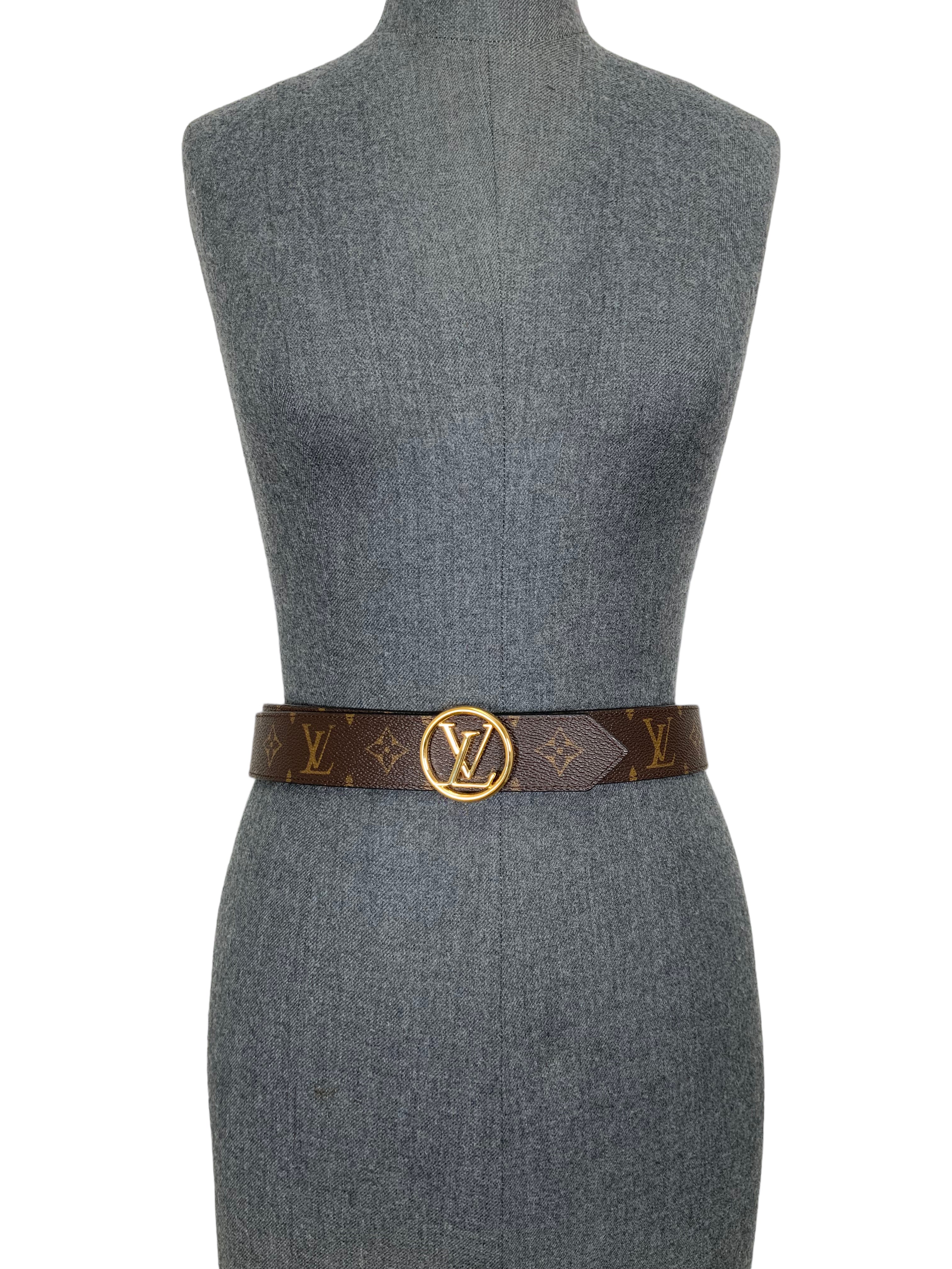 Louis Vuitton Monogram Epi Reversible Belt with Circle LV Logo - 85cm/33.5inch Genuine Leather Unisex Fashion Accessory for Business, Casual & Formal Occasions
