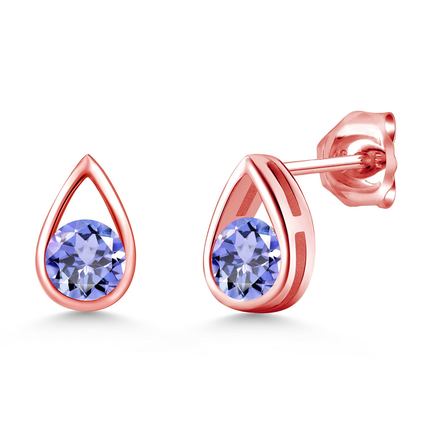 Gem Stone King Teardrop Stud Earrings for Women & Men | 18K Rose Gold Plated Sterling Silver | 5MM Round Cut Birthstone Jewelry | Fine Gifts for Her, Mom, Wife | Perfect for Birthdays, Anniversaries & Special Occasions