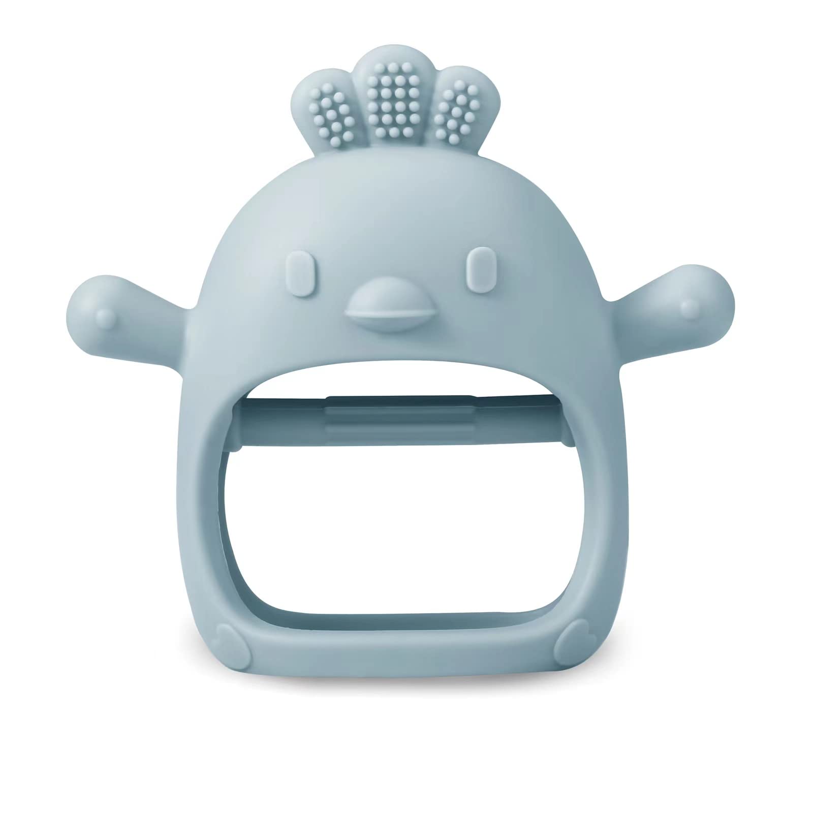 PandaEar 2 Pack Silicone Baby Teething Toys - Soft Chewable Mitten Teethers for Infants & Toddlers | BPA-Free Soothing Hand Pacifier for Teething Pain Relief (White/Blue) | Perfect for On-the-Go, Daycare & Home Use