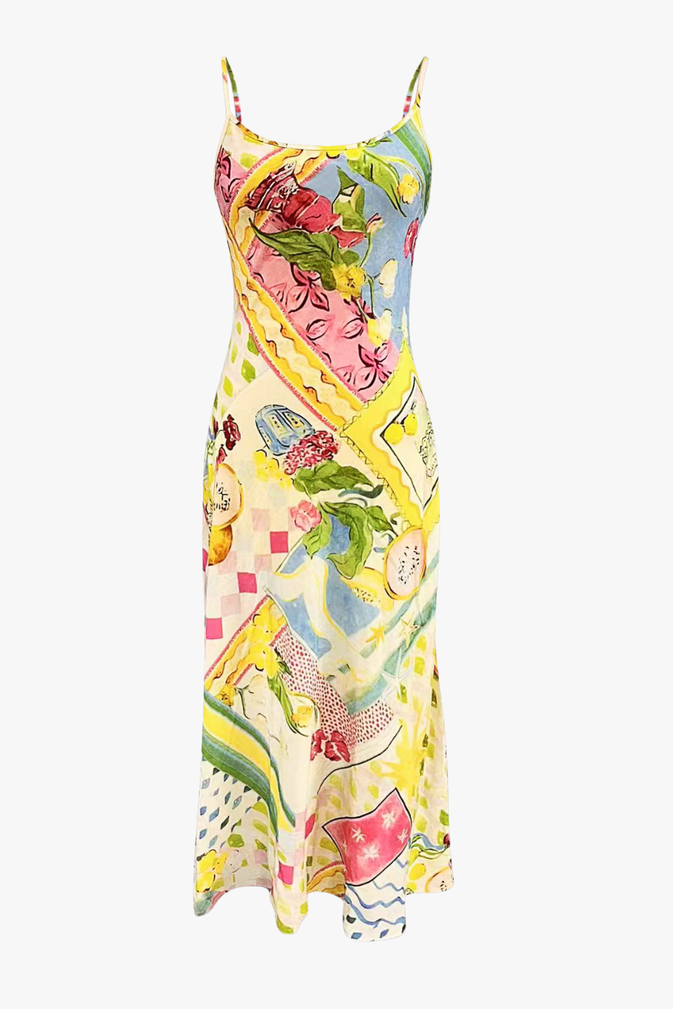 Hologram Pink Holiday Print Bias Slip Dress - Elegant Party Wear for Christmas, New Year & Special Occasions