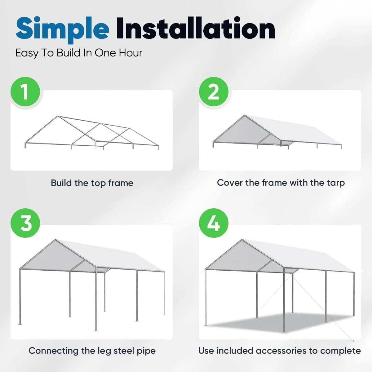 10' x 15' Heavy Duty Car Canopy - Waterproof Outdoor Car Shelter for SUV, Truck & Vehicle Protection - Perfect for Camping, Parking & Outdoor Events