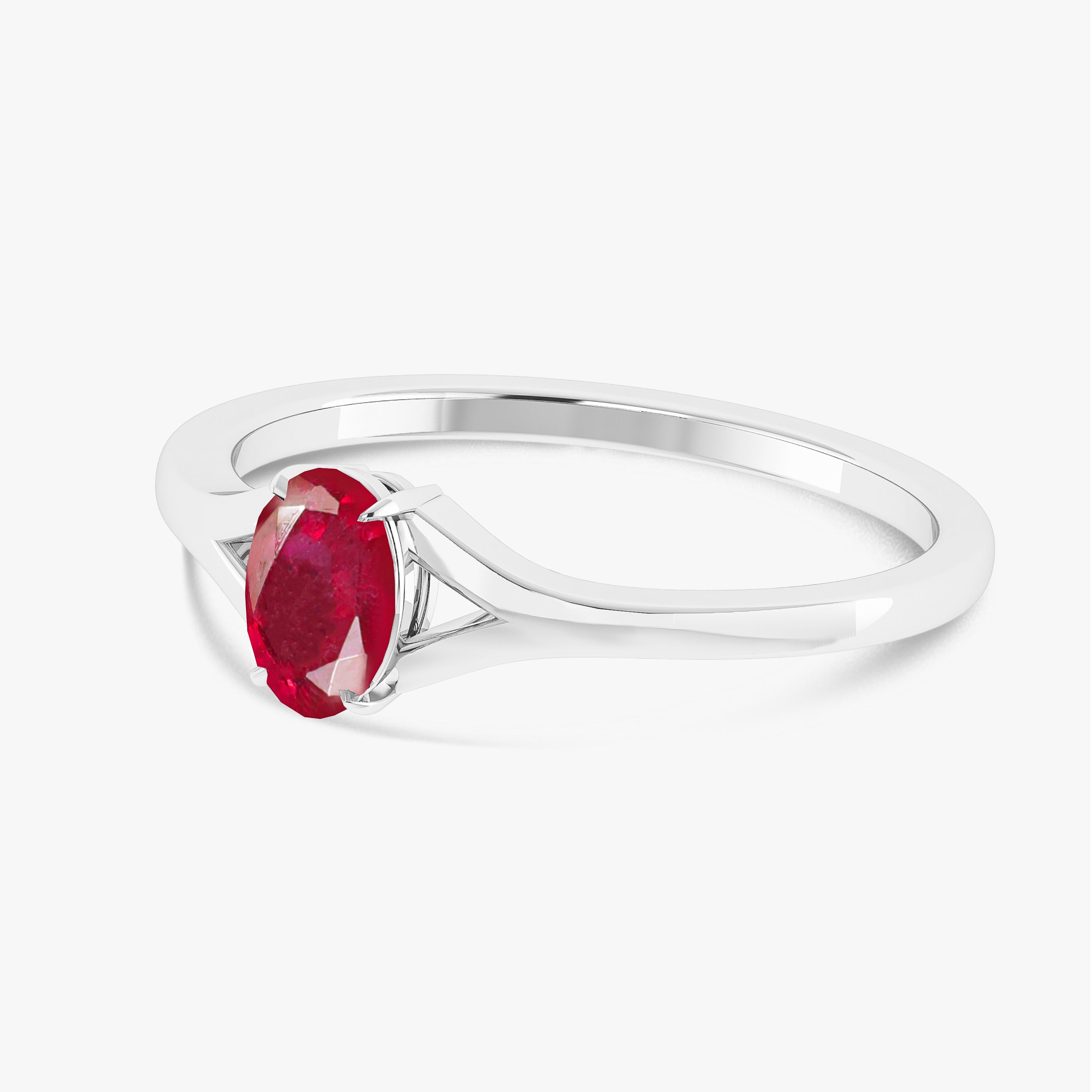 Natural Oval Faceted Red Ruby Ring for Women - Genuine Gemstone Jewelry Gift for Anniversary, Engagement & Special Occasions
