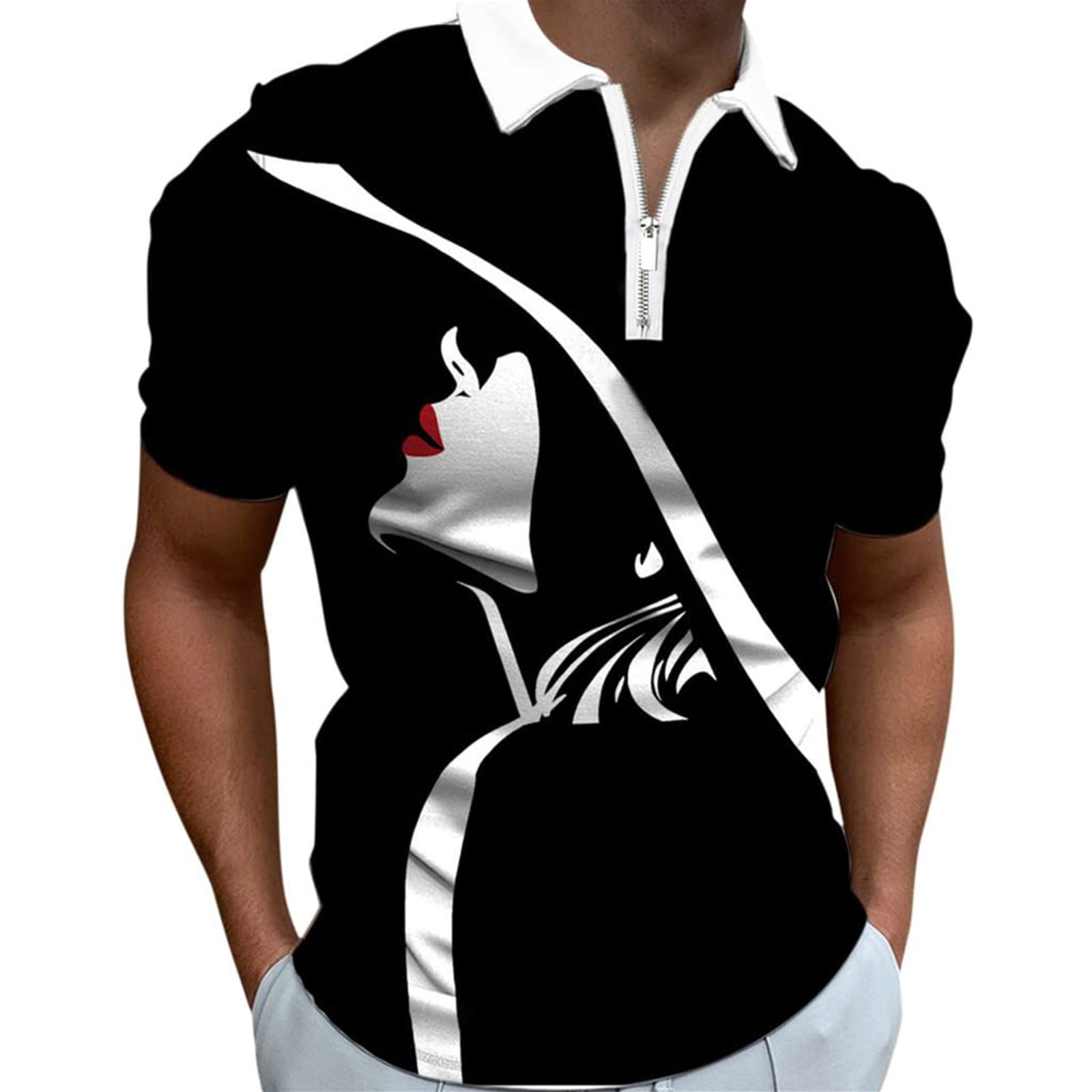 Fanteecy Men's Casual Short Sleeve Graphic Polo Shirt - Summer Abstract Print Golf & Tennis Tee | Perfect for Business Casual, Outdoor Sports & Weekend Wear