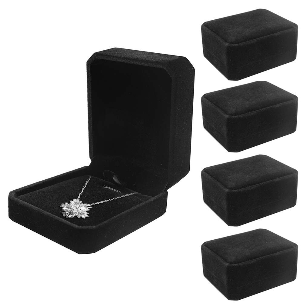 LamQee Velvet Jewelry Box - Elegant Necklace Pendant Storage & Display Case for Wedding, Proposal, Anniversary, Birthday, Valentine's Day Gifts - Perfect for Jewelry Organization & Romantic Surprises (Black)