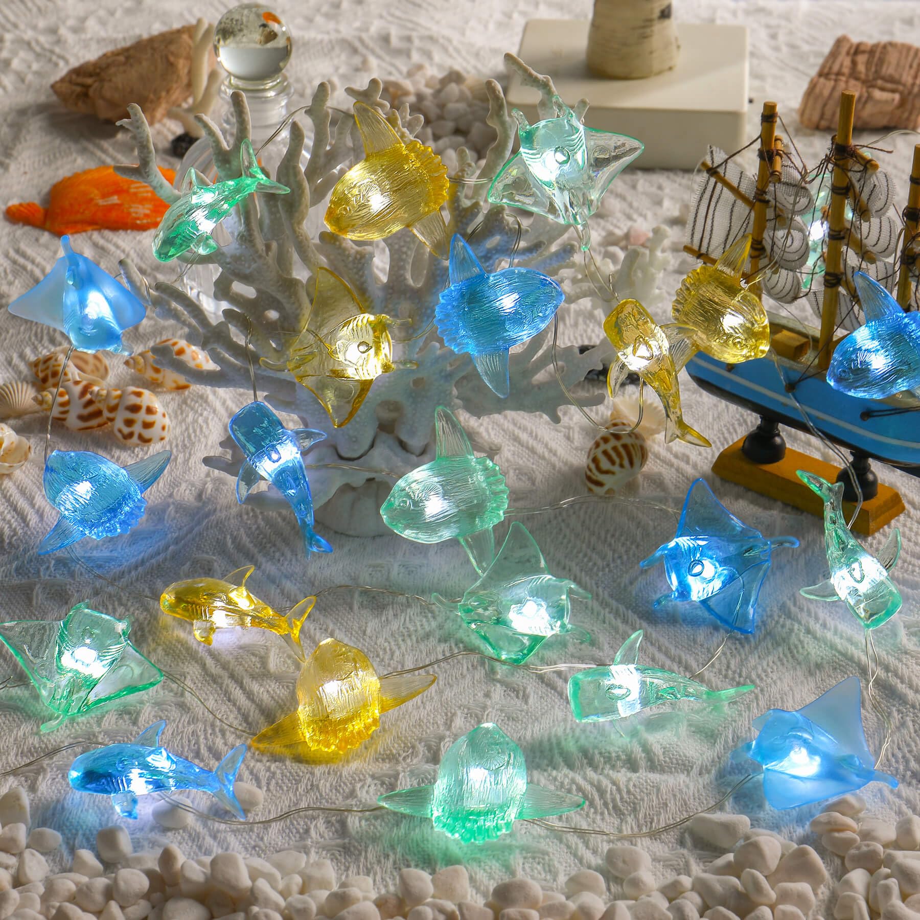 Ocean Fairy String Lights - 30 LED Marine Life Decor for Bedroom & Parties