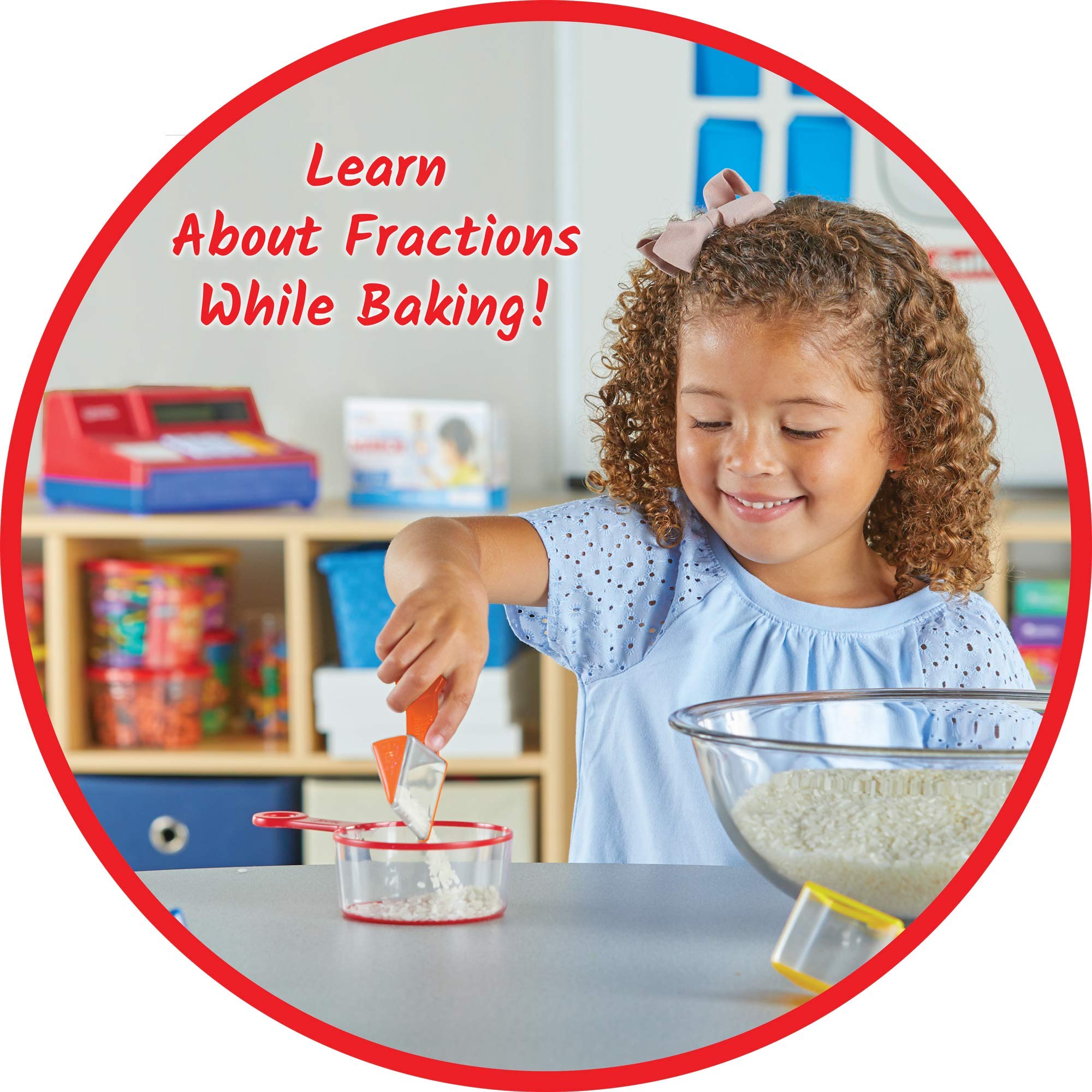 Rainbow Fraction Measuring Cups Set of 9 - Math Manipulatives for Kids Learning Fractions | Visual Measuring Tools for Baking & Cooking | Montessori & Homeschool Math Teaching Aids | Perfect for Kids Kitchen Activities & STEM Education
