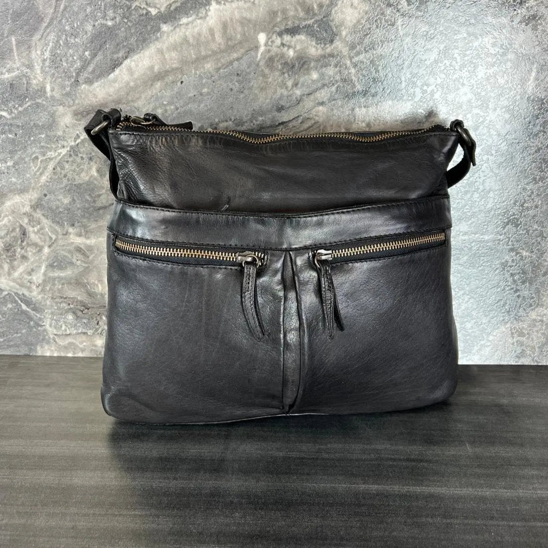 MET Genuine Leather Crossbody Bag for Women with Dual Zipper Pockets - Perfect for Travel, Work & Everyday Use