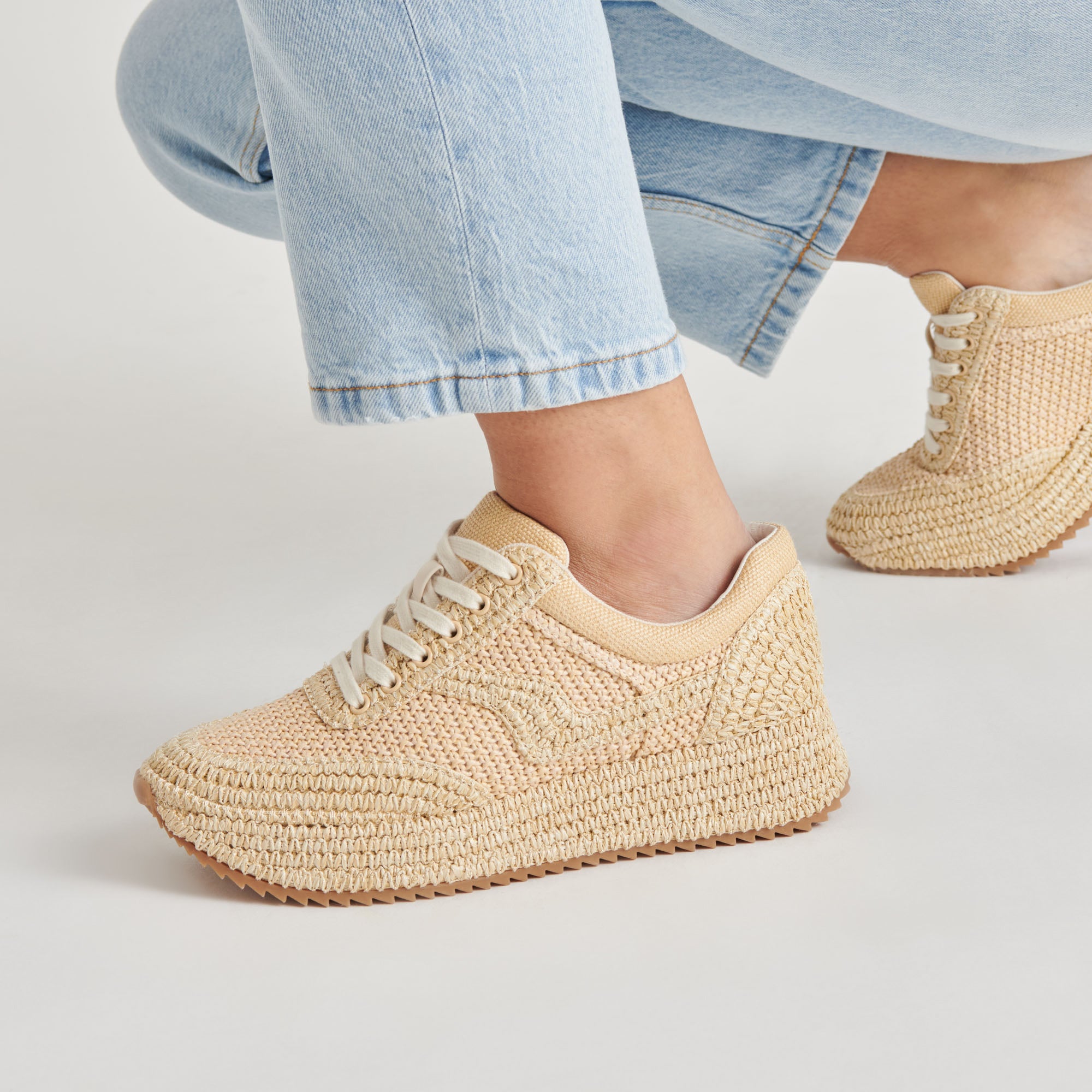 SHYLOH Women's Lightweight Natural Raffia Sneakers - Comfortable Casual Walking Shoes for Summer, Beach, and Outdoor Activities
