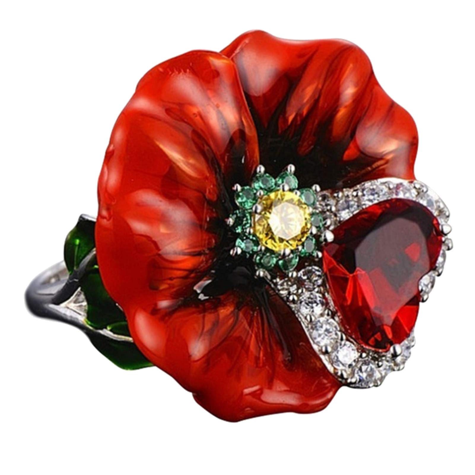 Elegant Floral Heart-Shaped Faux Ruby Ring for Women - Perfect for Weddings, Parties & Bridal Jewelry | Stylish Gift for Her, Anniversary & Romantic Occasions