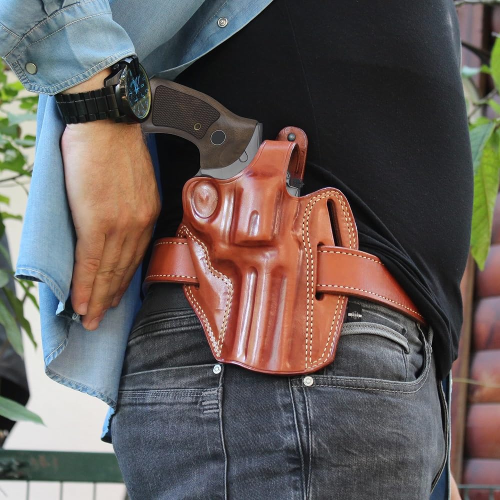 Premium Leather OWB Pancake Holster with Thumb Break - Fits Ruger GP-100 .357 Magnum 4.2
