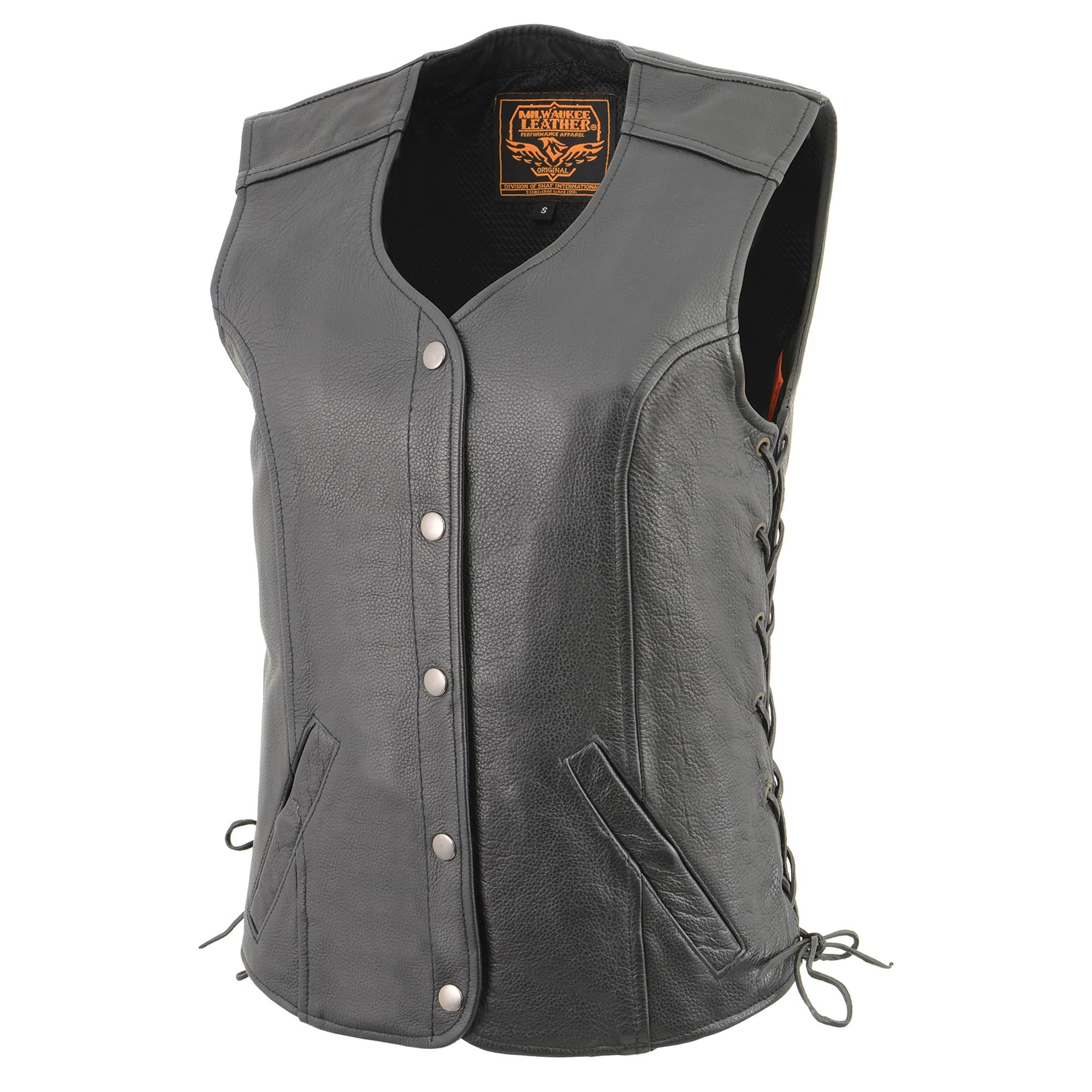 Milwaukee Leather LKL4700 Women's Snap Front Side Lace Biker Vest - Perfect for Motorcycle Riding, Casual Outfits & Fashion Layering