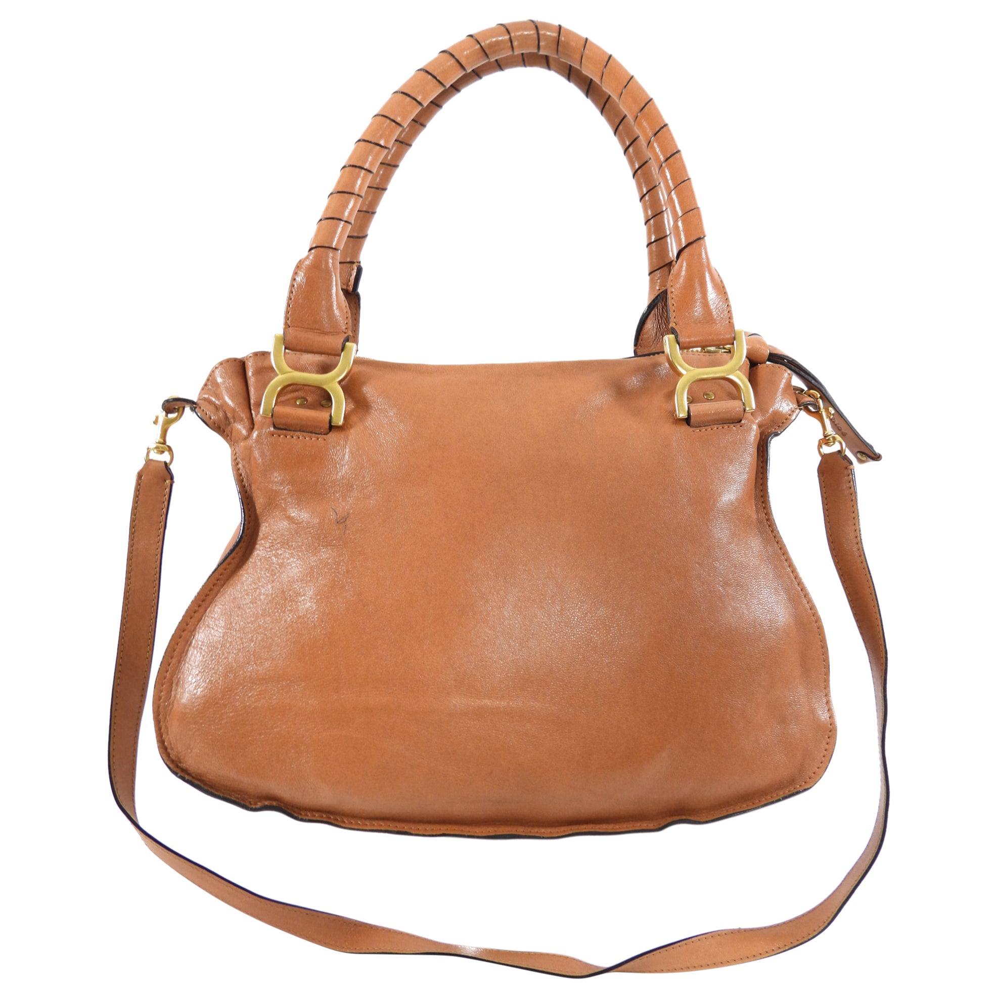 Chloe Tan Leather Large Marcie Two-Way Shoulder Bag - Luxury Designer Handbag for Women | Perfect for Work, Travel & Everyday Use