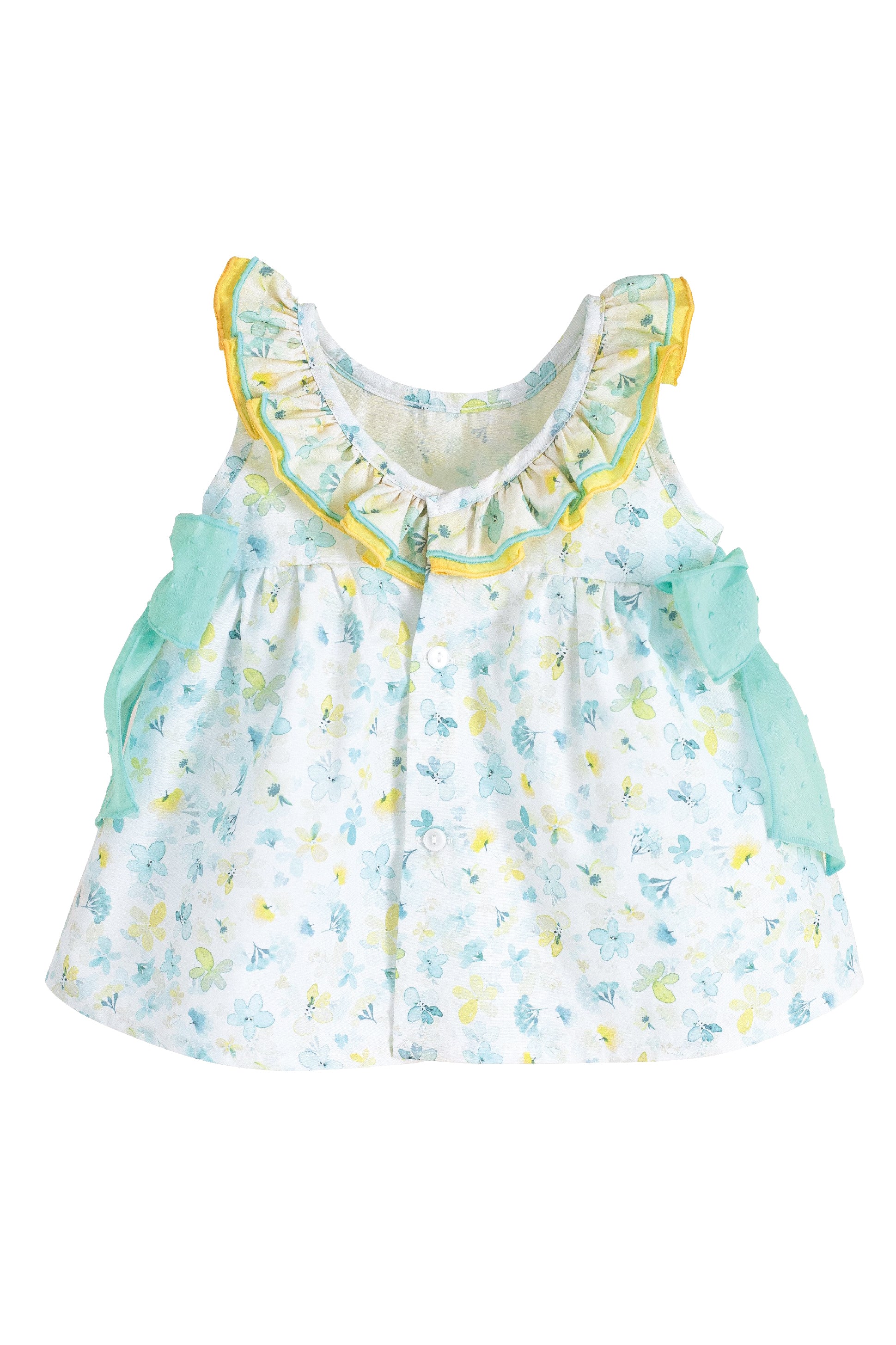 Willow Turquoise & Lemon Floral Print Summer Dress for Women - Casual Beach Wear, Garden Party & Vacation Outfit