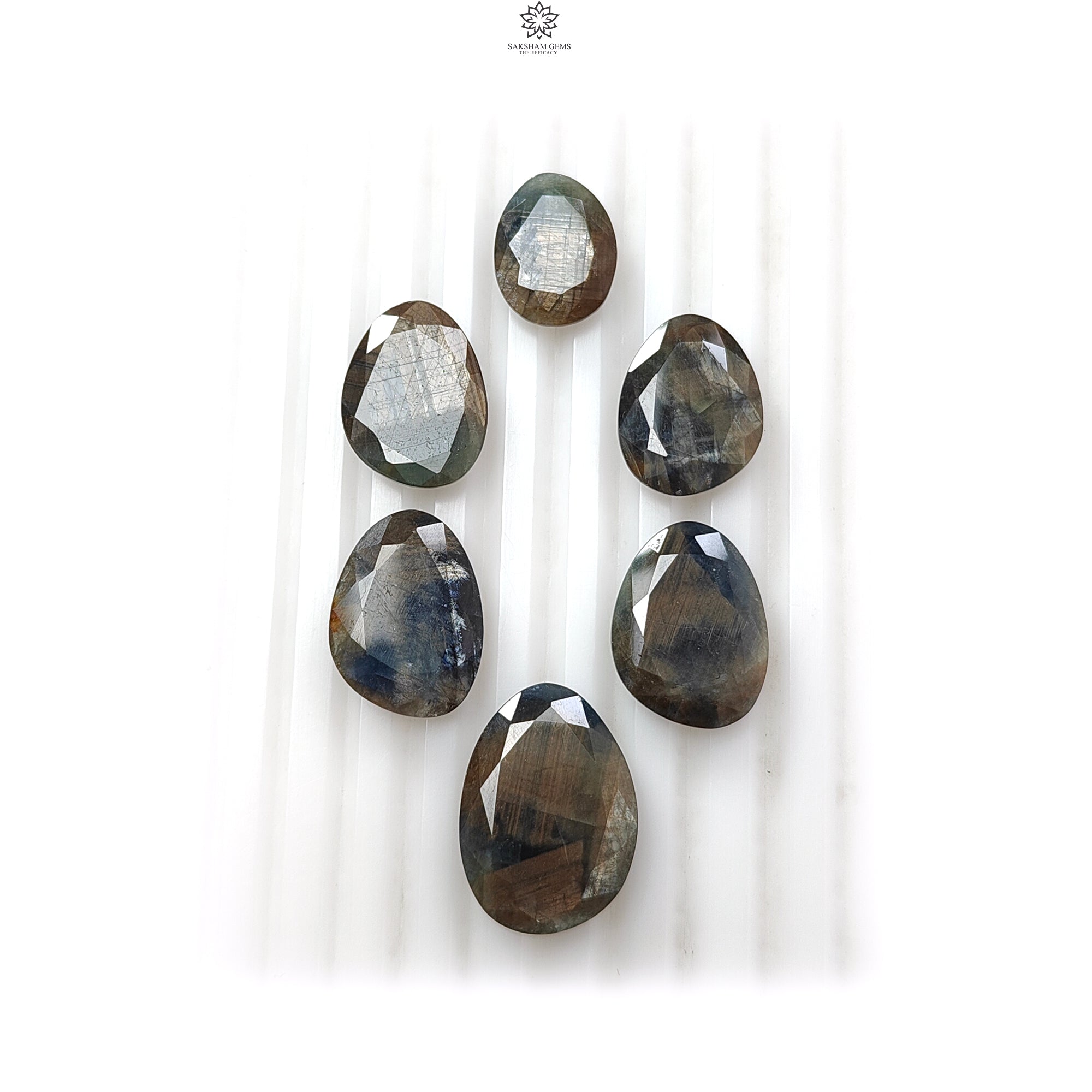 Natural Untreated Golden Brown Chocolate Sapphire Gemstone - 76.70cts Faceted Cut Fancy Shape (15x12mm to 22x16mm) 6pc Set for Jewelry Making - Perfect for Rings, Necklaces & Luxury Gift Boxes