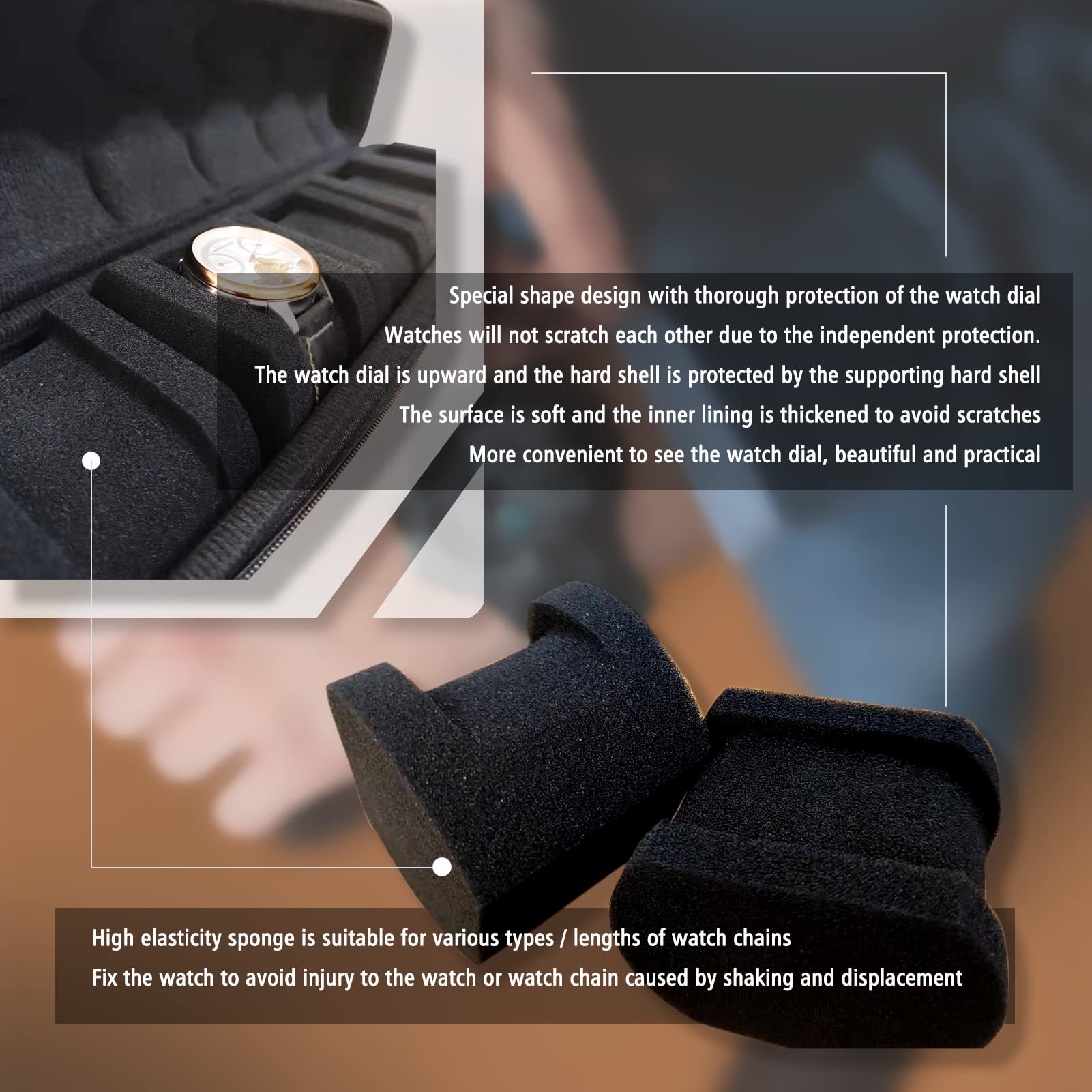 Premium 3-Slot Watch Travel Case for Men - PU Leather Watch Roll Organizer with Reinforced Zippers & Soft Watch Pillows - Fits Small to Large Watches - Perfect for Business Travel, Vacation & Watch Collection Storage