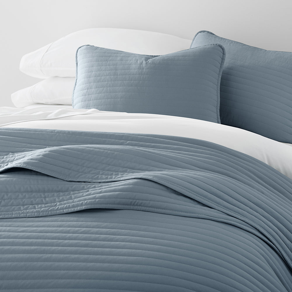 3 Piece Stripe Stitch Quilted Coverlet Set - Soft Bedspread for Queen/King Size Beds - Perfect for Cozy Bedroom Decor & Guest Room Styling