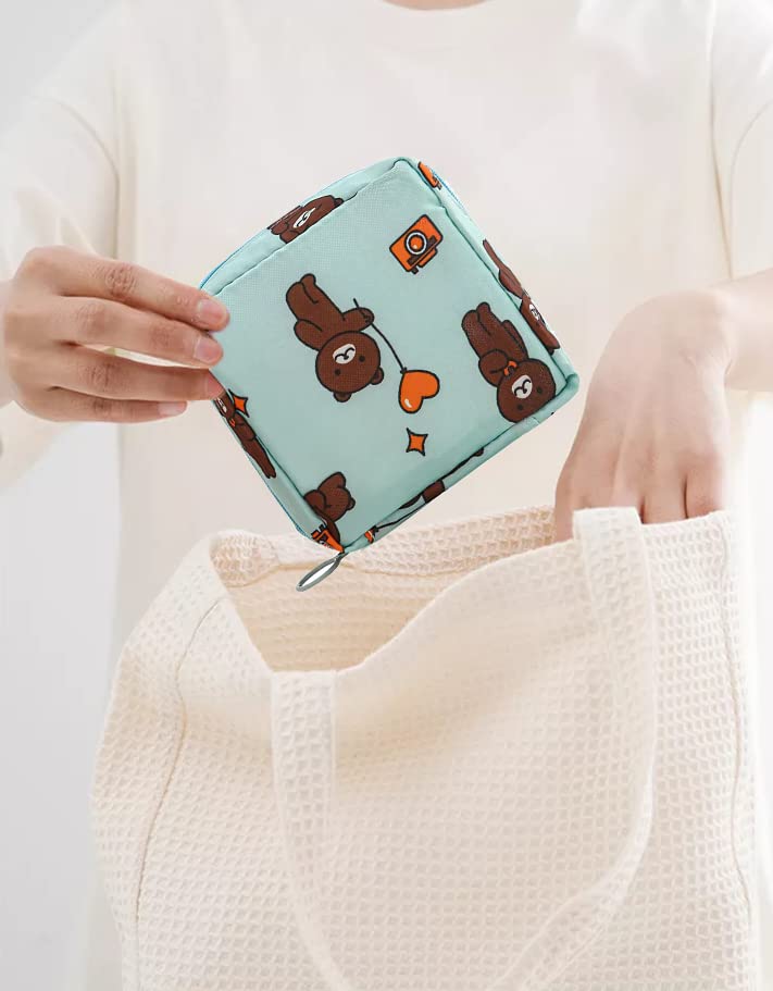 Luxula Portable Mini Fashion Sanitary Napkin Pouch - Waterproof Zipper Travel Organizer for Nursing Pads, Cosmetics & Jewelry Storage - Perfect for Women & Girls (Sky Blue) - Ideal for Travel, Gym, Work & Daily Essentials Organization