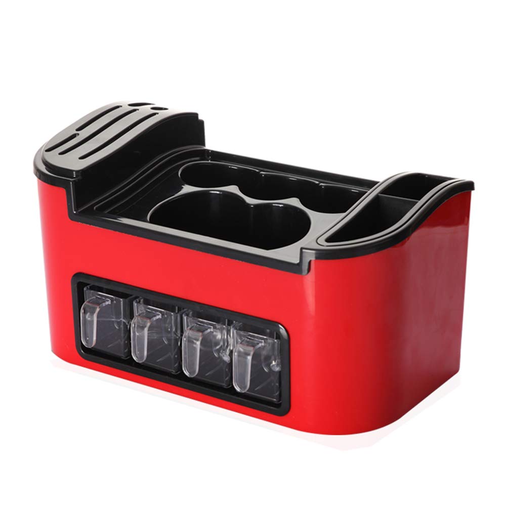 **Damian Multi-Function Kitchen Spice Organizer - Seasoning Bottle Storage Rack, Mixing Box & Knife Holder for Cabinet (Red) - Perfect for Pantry, Countertop & Cooking Organization**