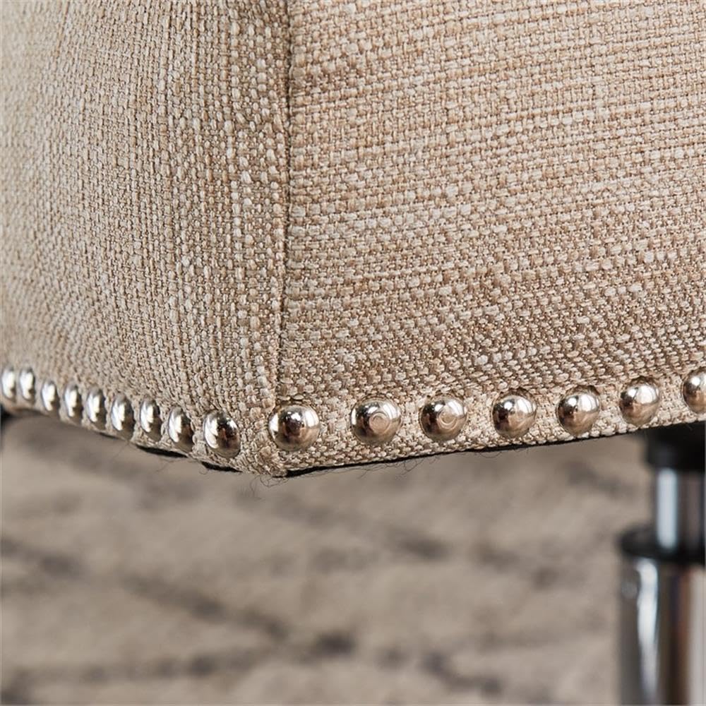 2-Piece Upholstered Linen Office Chair Set in Stoneware Beige - Ergonomic Home Office Chairs with Comfortable Cushioning for Workspace & Study Room