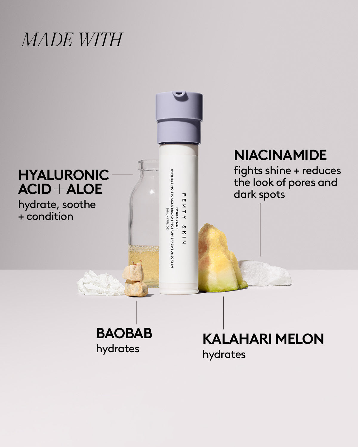 Hydra Vizor Invisible Moisturizer SPF 30 Sunscreen with Niacinamide & Kalahari Melon - Broad Spectrum Face Sunscreen for Daily Hydration & UV Protection - Perfect for Outdoor Activities, Work & Travel