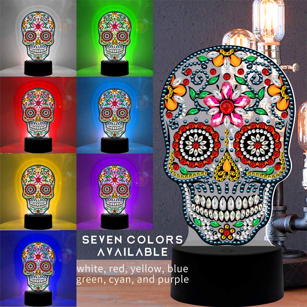 DIY Diamond Painting Night Light with LED - Handmade Decorative Bedside Lamp for Kids & Adults - Perfect for Bedroom, Nursery, Home Decor & Gift Giving